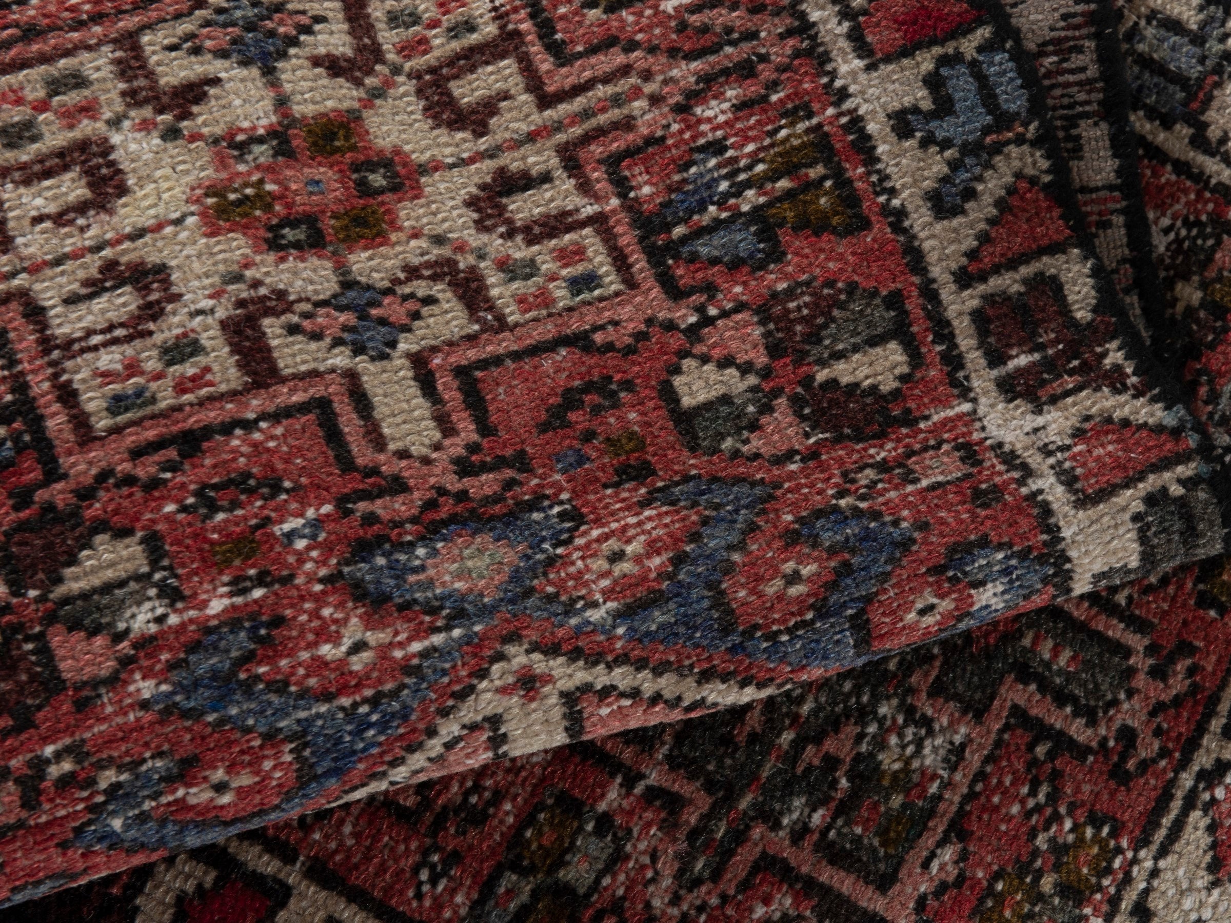 Persian Gharajeh accent rug in burgundy and rust, view 13 of 16