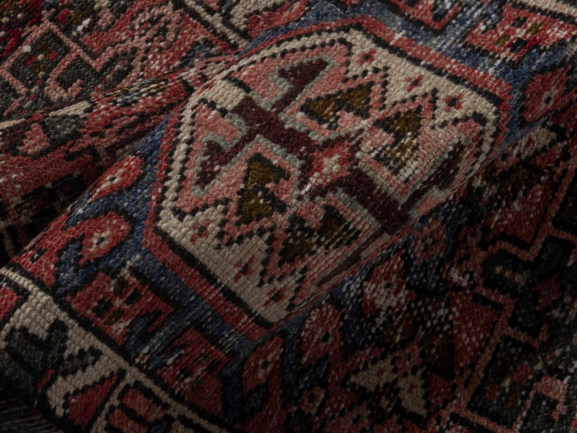 Persian Gharajeh accent rug in burgundy and rust, view 14 of 16