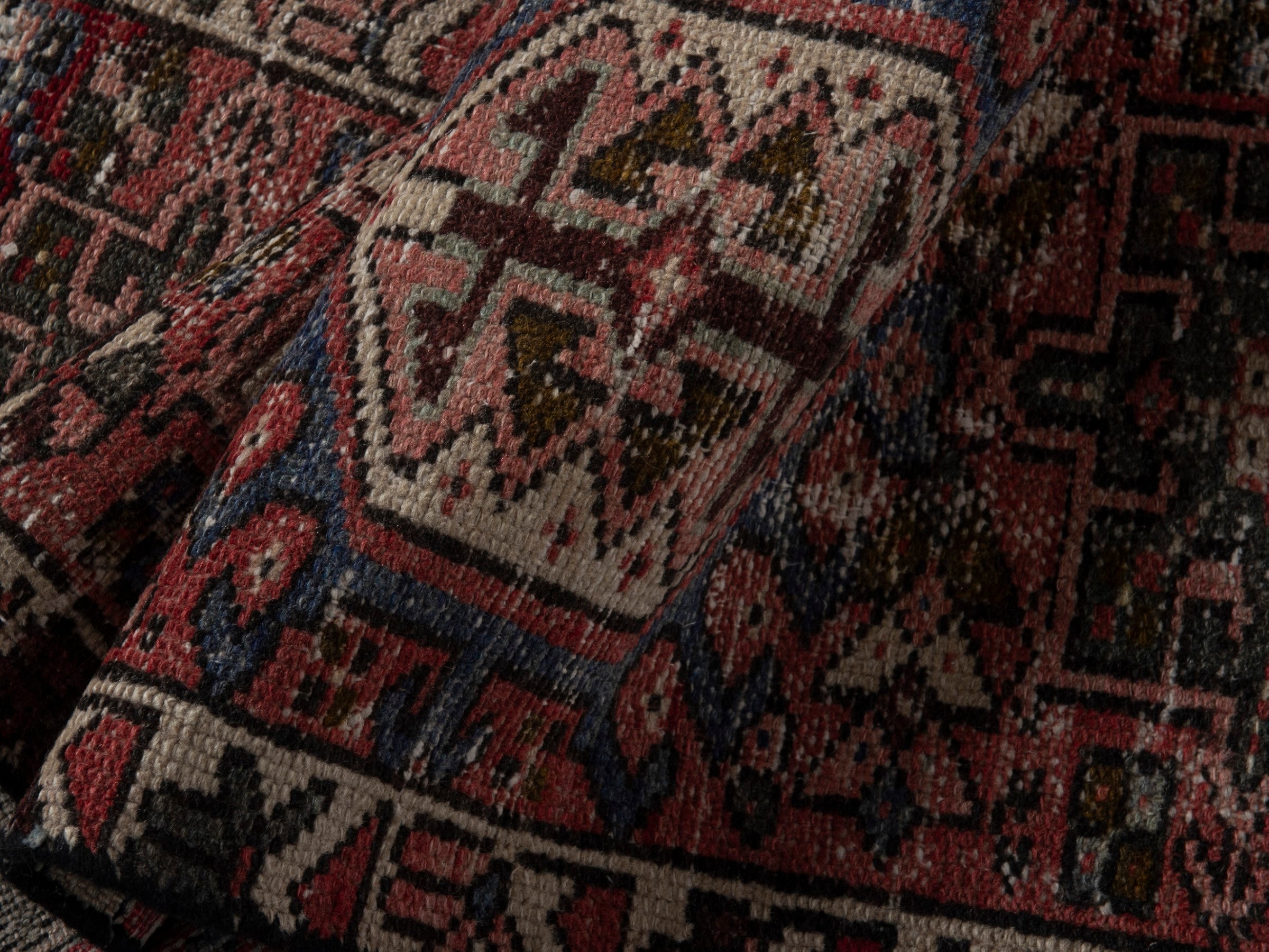 Persian Gharajeh accent rug in burgundy and rust, view 15 of 16
