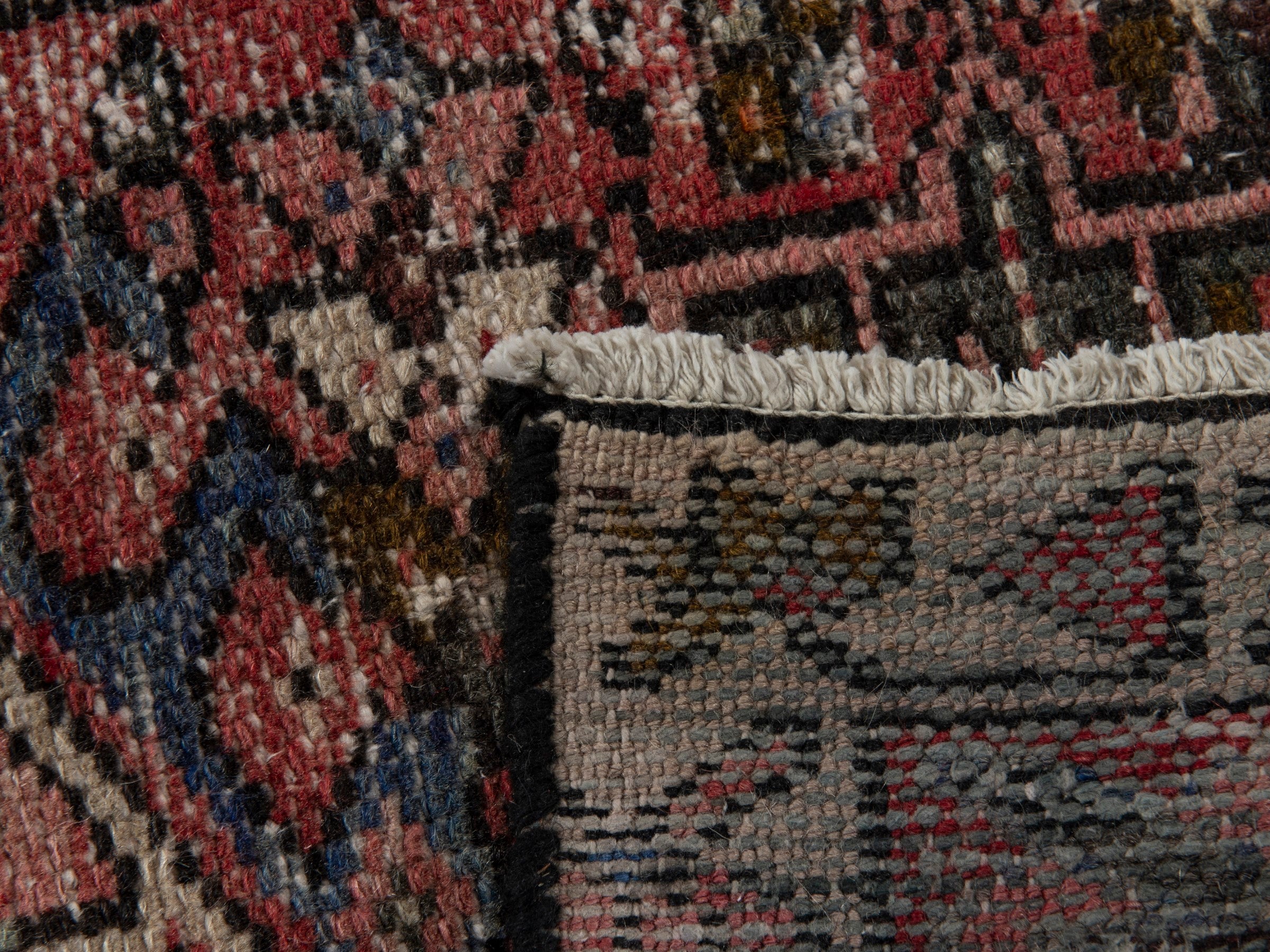 Persian Gharajeh accent rug in burgundy and rust, view 16 of 16
