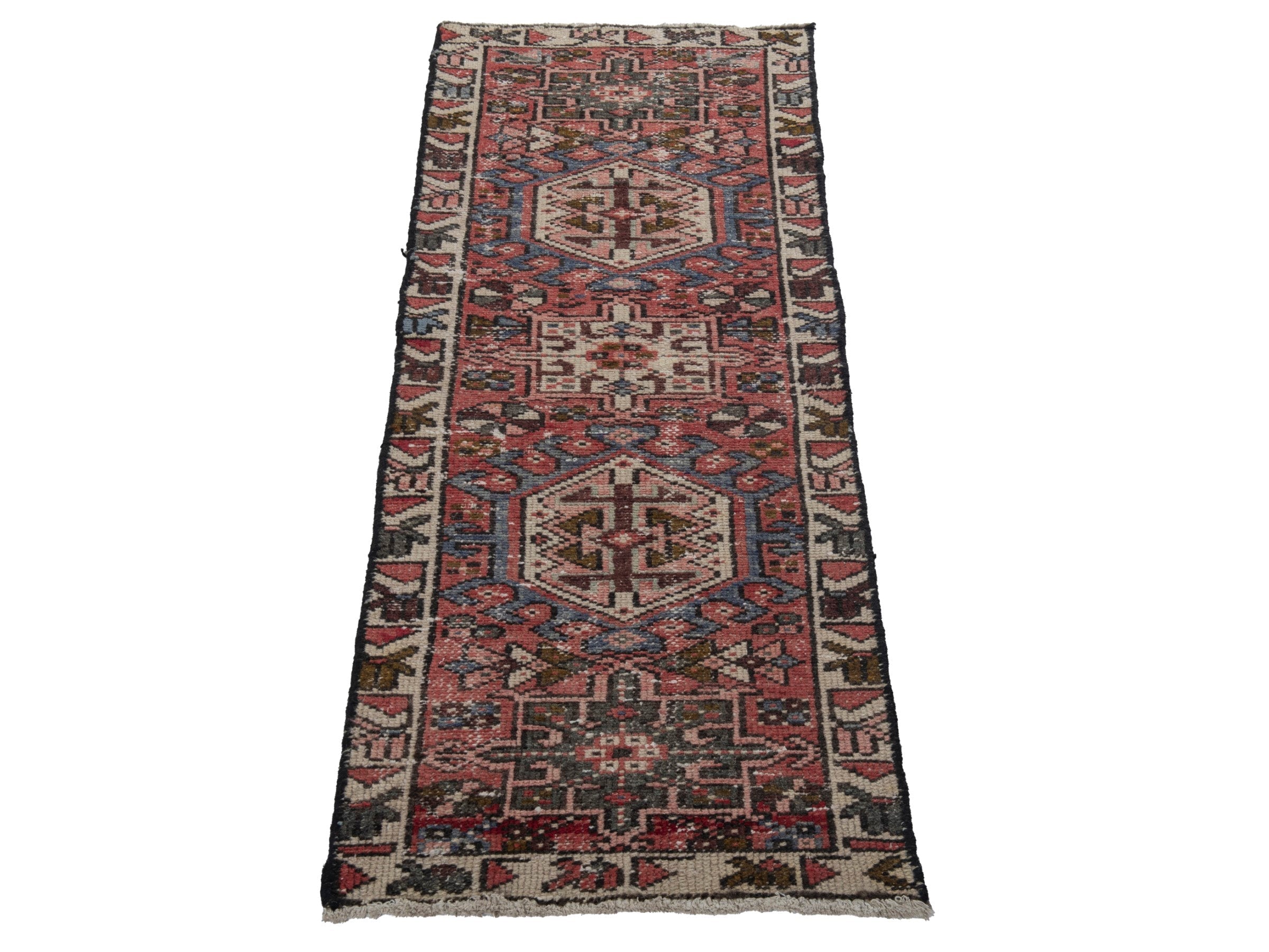 Persian Gharajeh accent rug in burgundy and rust, view 2 of 16