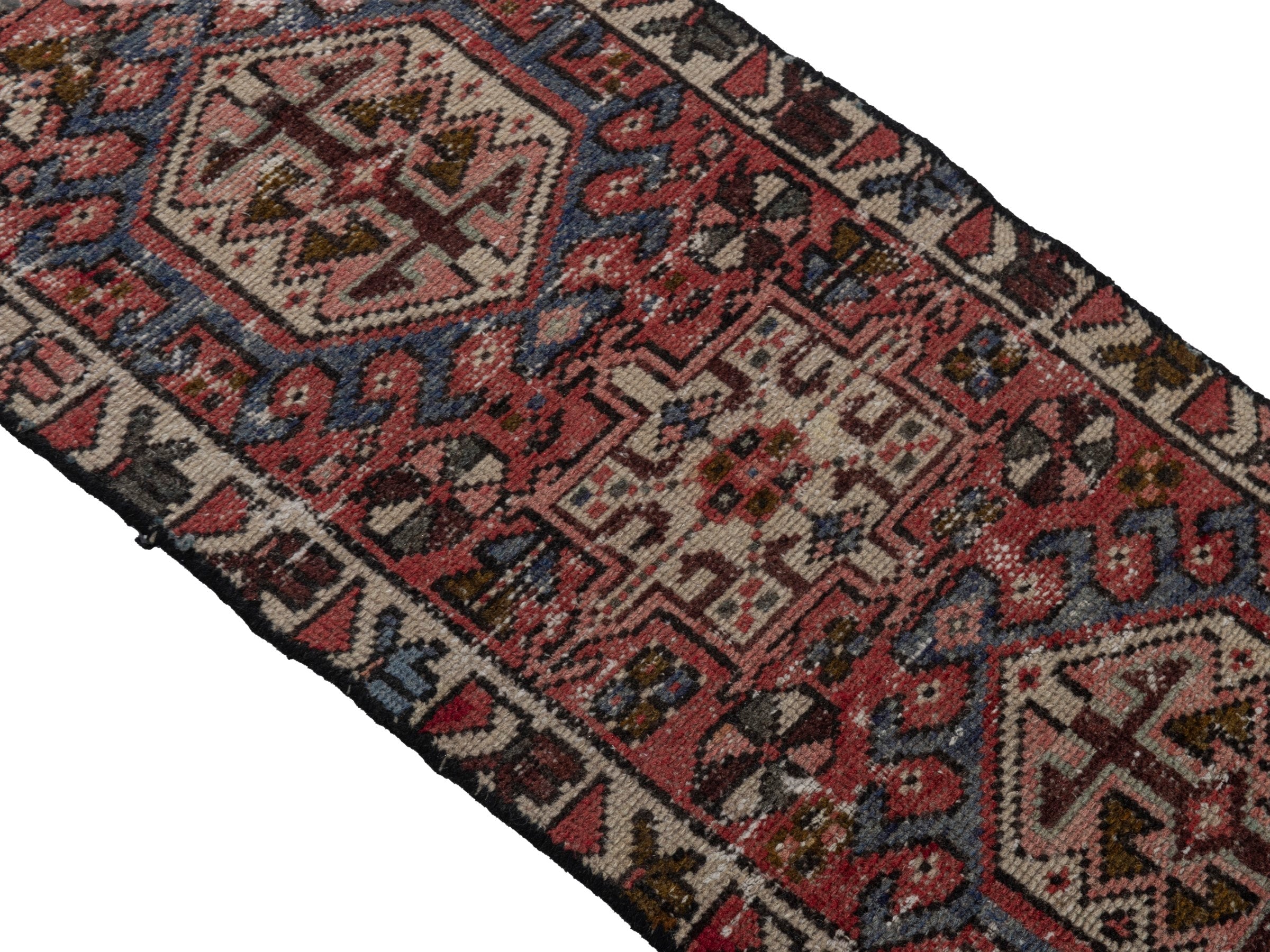 Persian Gharajeh accent rug in burgundy and rust, view 3 of 16