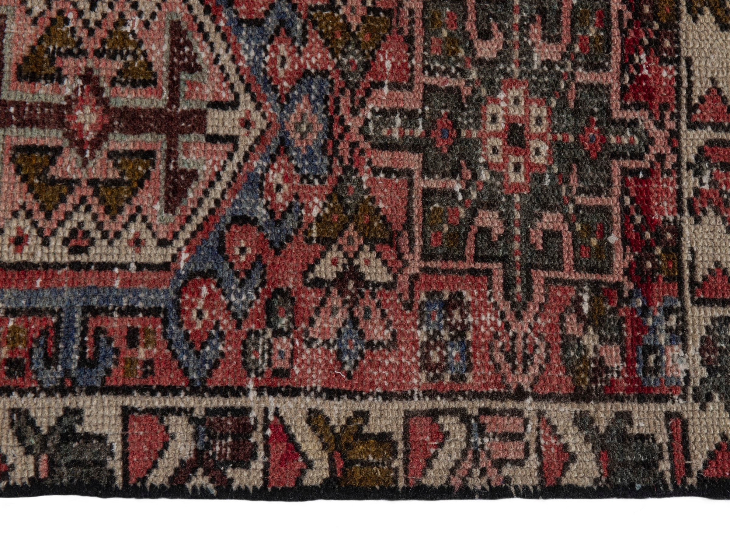 Persian Gharajeh accent rug in burgundy and rust, view 4 of 16