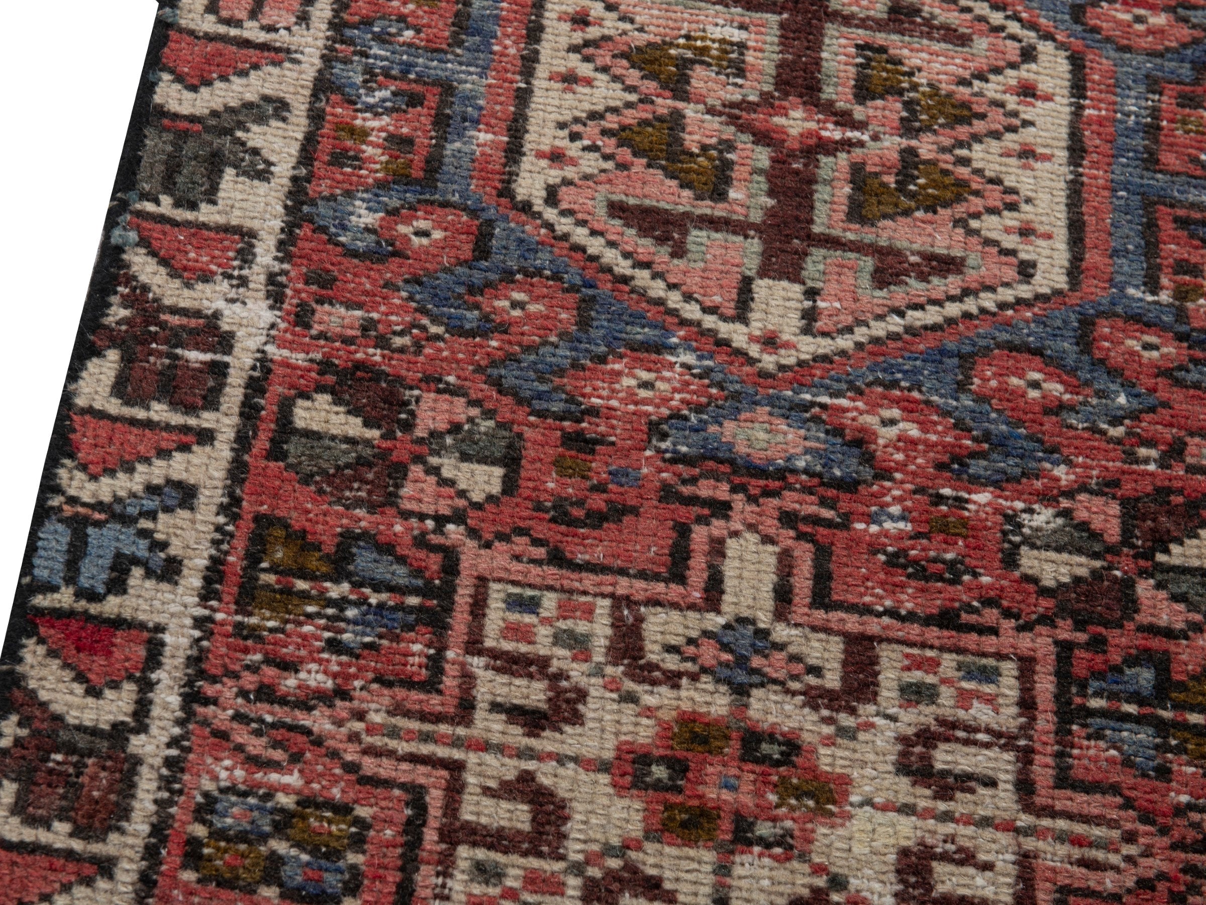 Persian Gharajeh accent rug in burgundy and rust, view 6 of 16