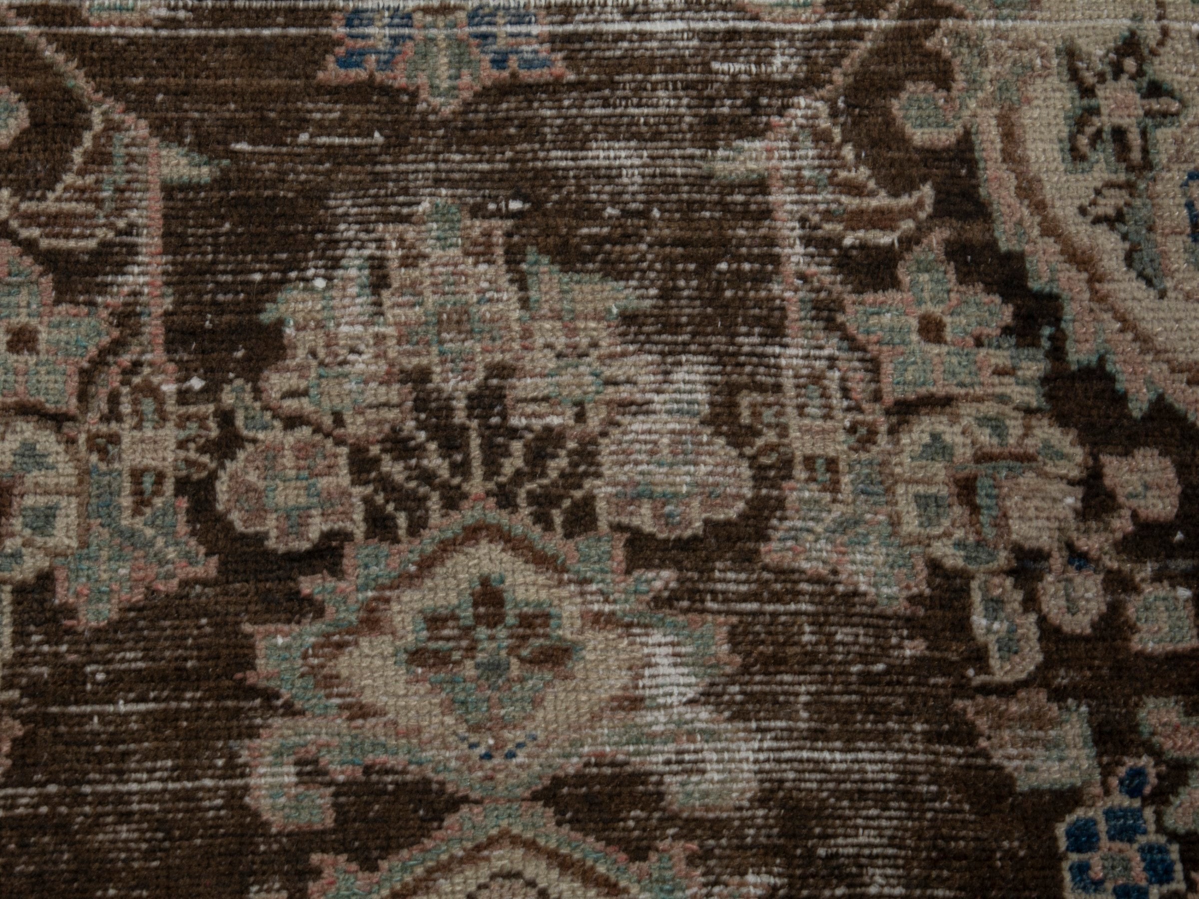Persian Hamedan accent rug in brown and taupe, view 12 of 16