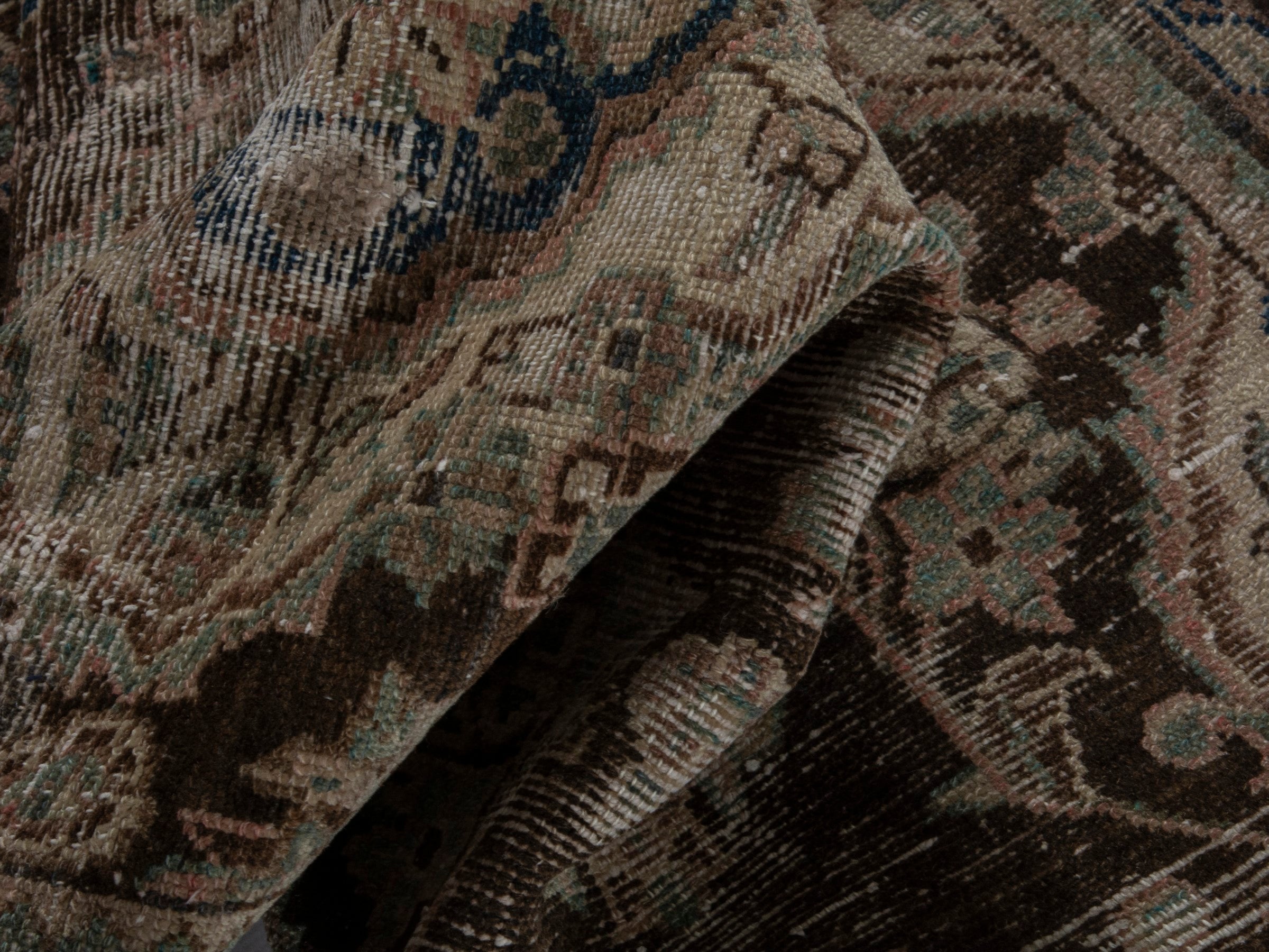 Persian Hamedan accent rug in brown and taupe, view 14 of 16