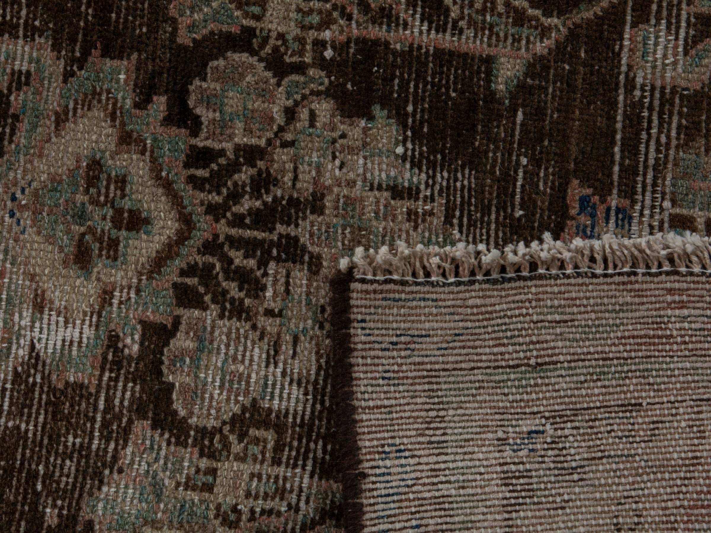 Persian Hamedan accent rug in brown and taupe, view 16 of 16