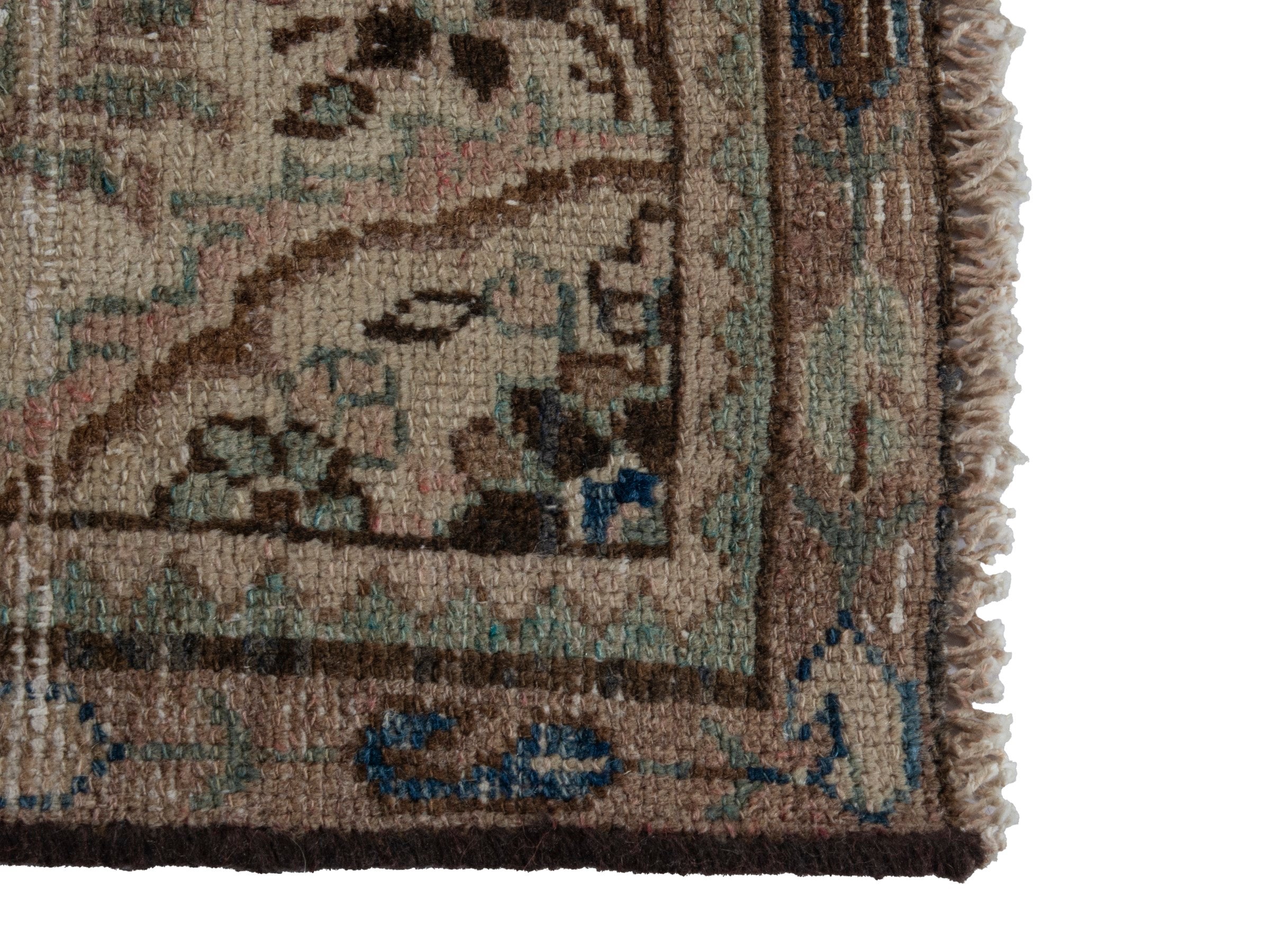 Persian Hamedan accent rug in brown and taupe, view 4 of 16