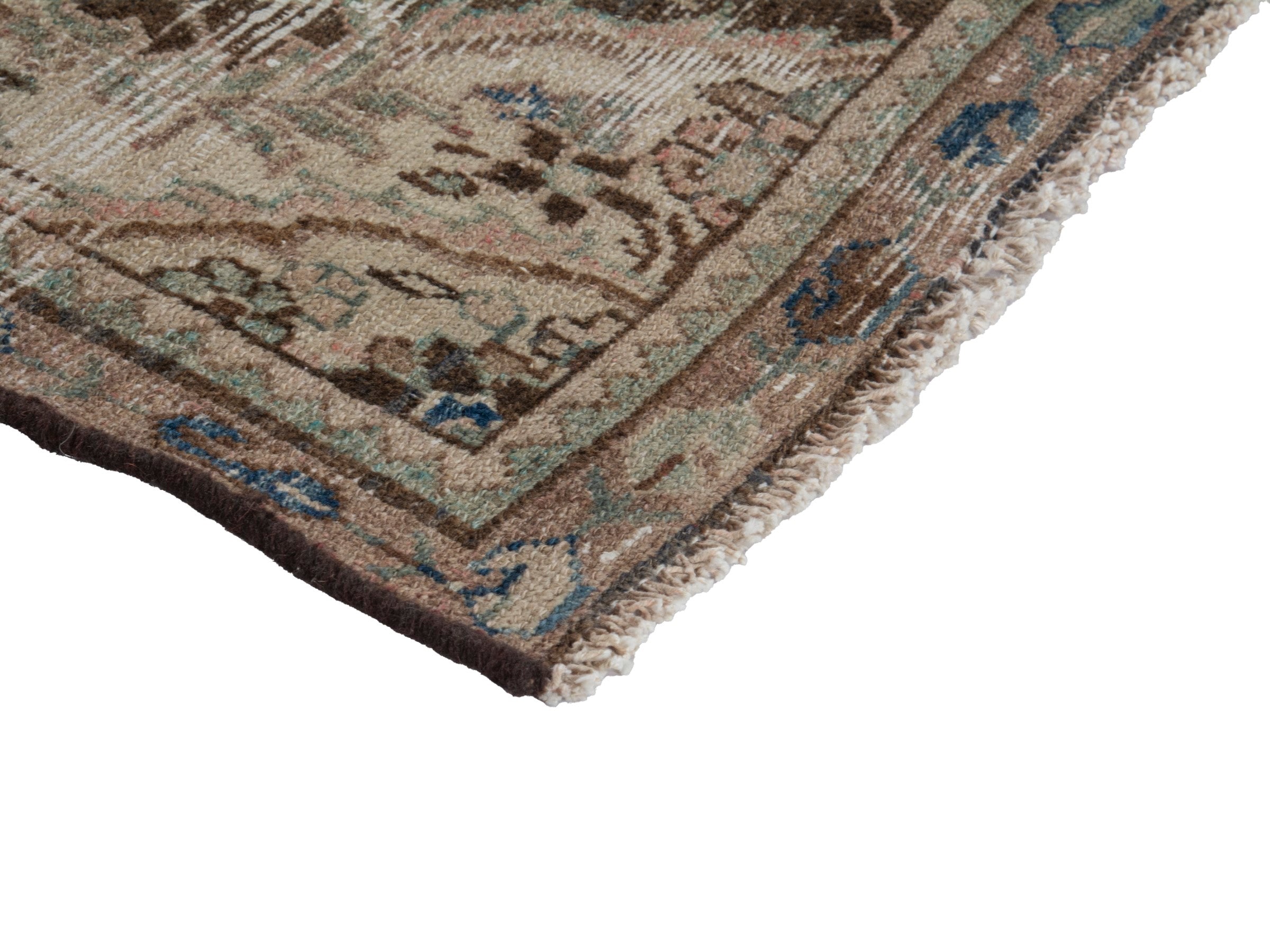 Persian Hamedan accent rug in brown and taupe, view 5 of 16