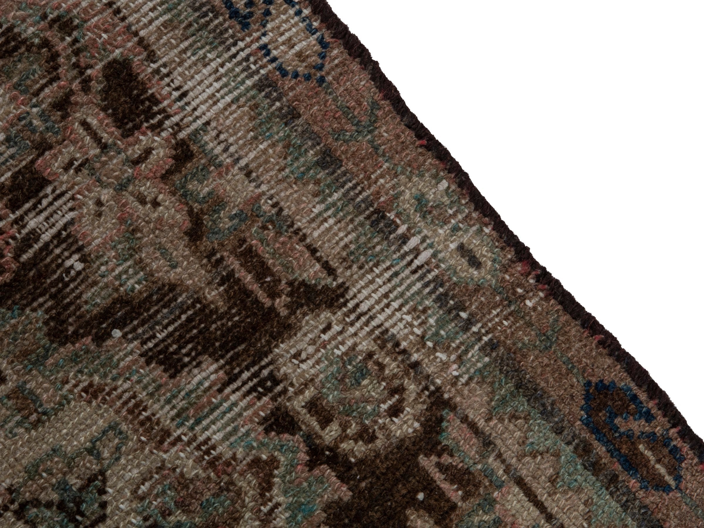 Persian Hamedan accent rug in brown and taupe, view 6 of 16
