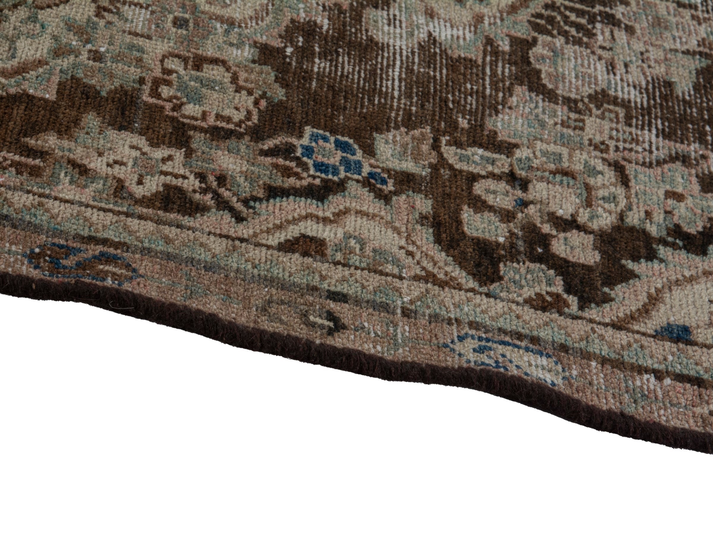 Persian Hamedan accent rug in brown and taupe, view 7 of 16