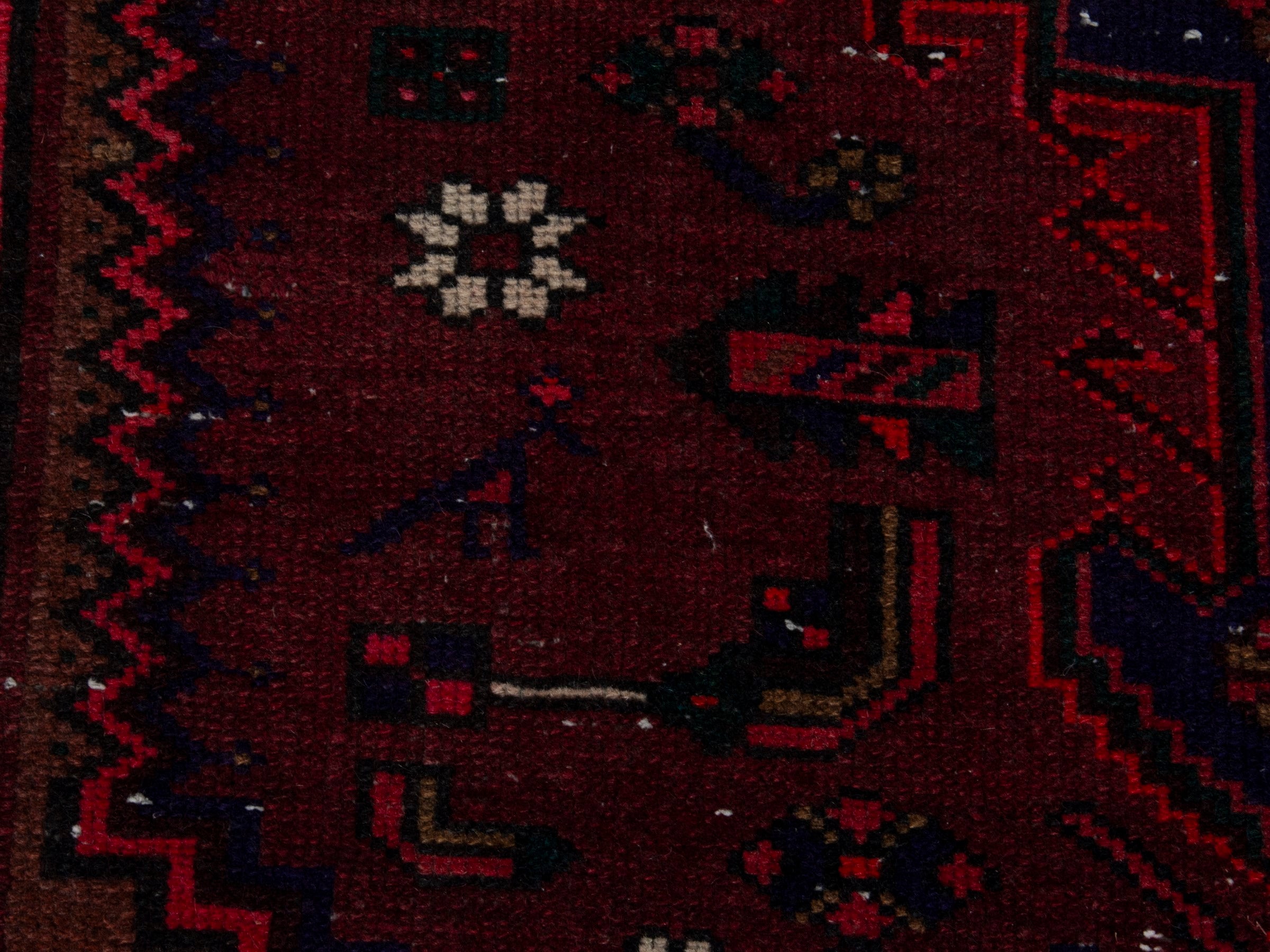 Persian Zanjan runner rug in burgundy and deep red, view 11 of 17