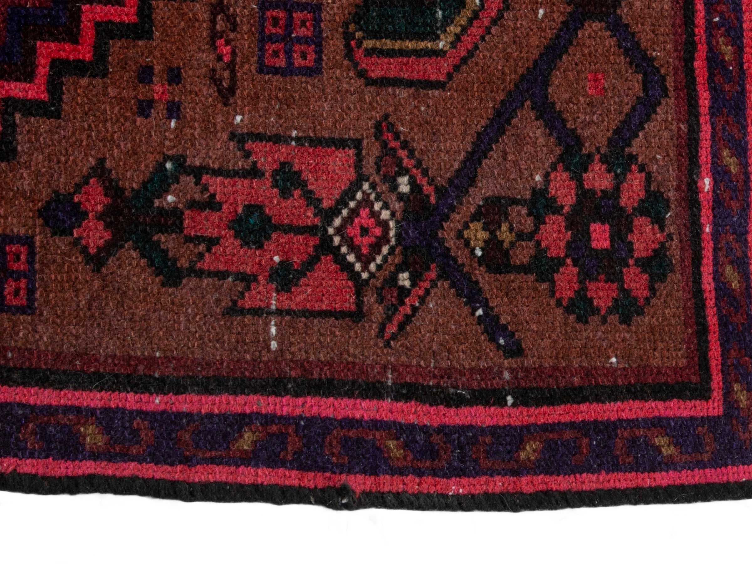 Persian Zanjan runner rug in burgundy and deep red, view 4 of 17