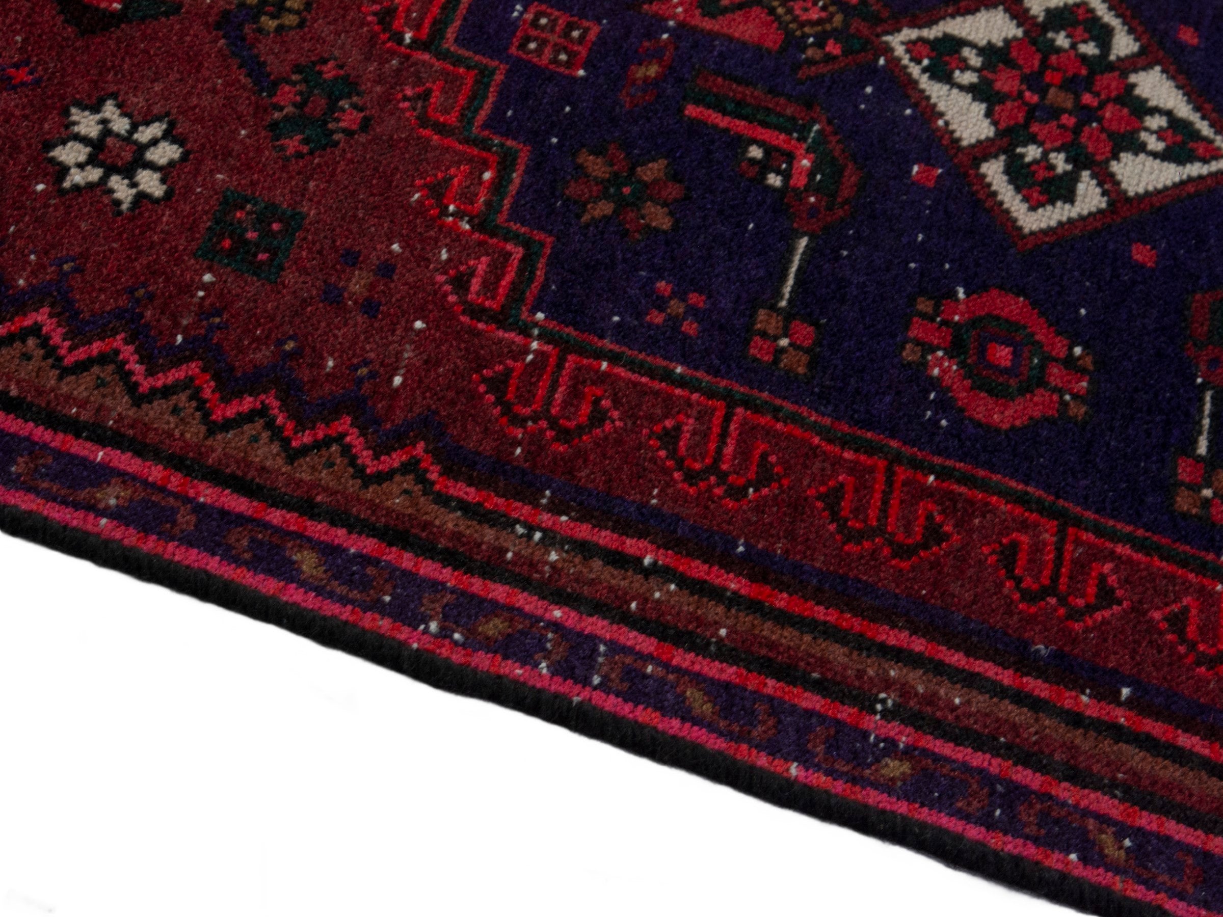 Persian Zanjan runner rug in burgundy and deep red, view 7 of 17