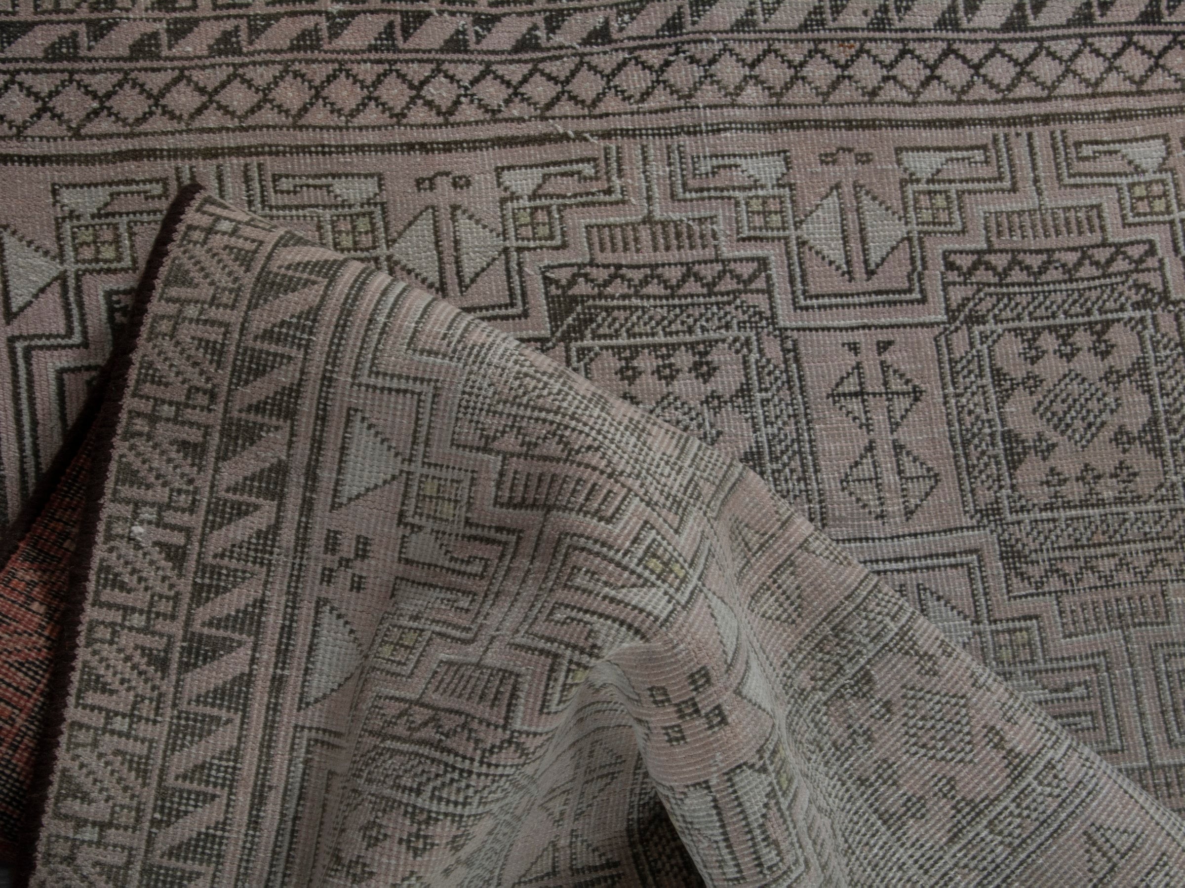 Persian Baluch runner rug in beige and greige, view 13 of 16