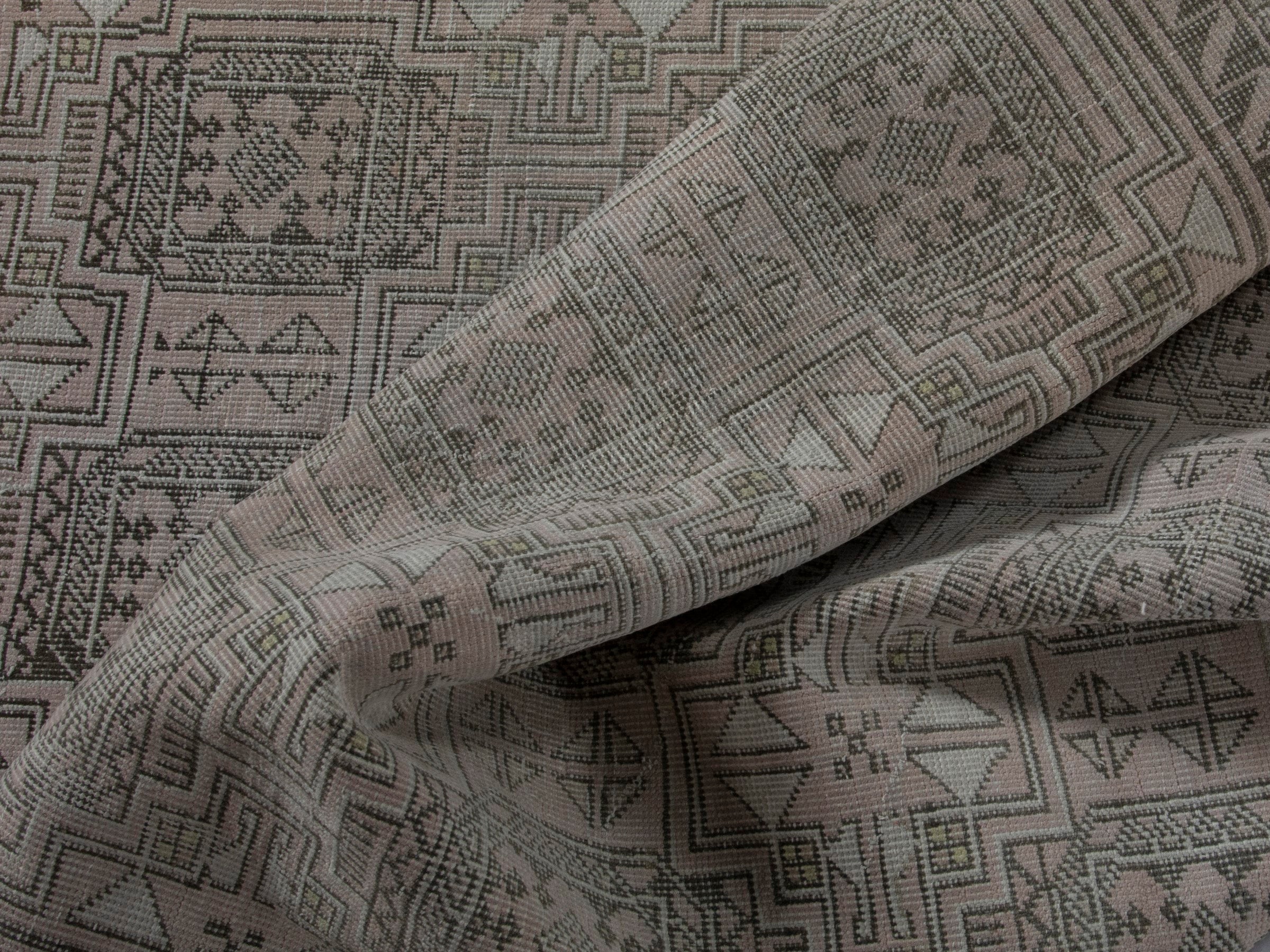 Persian Baluch runner rug in beige and greige, view 14 of 16