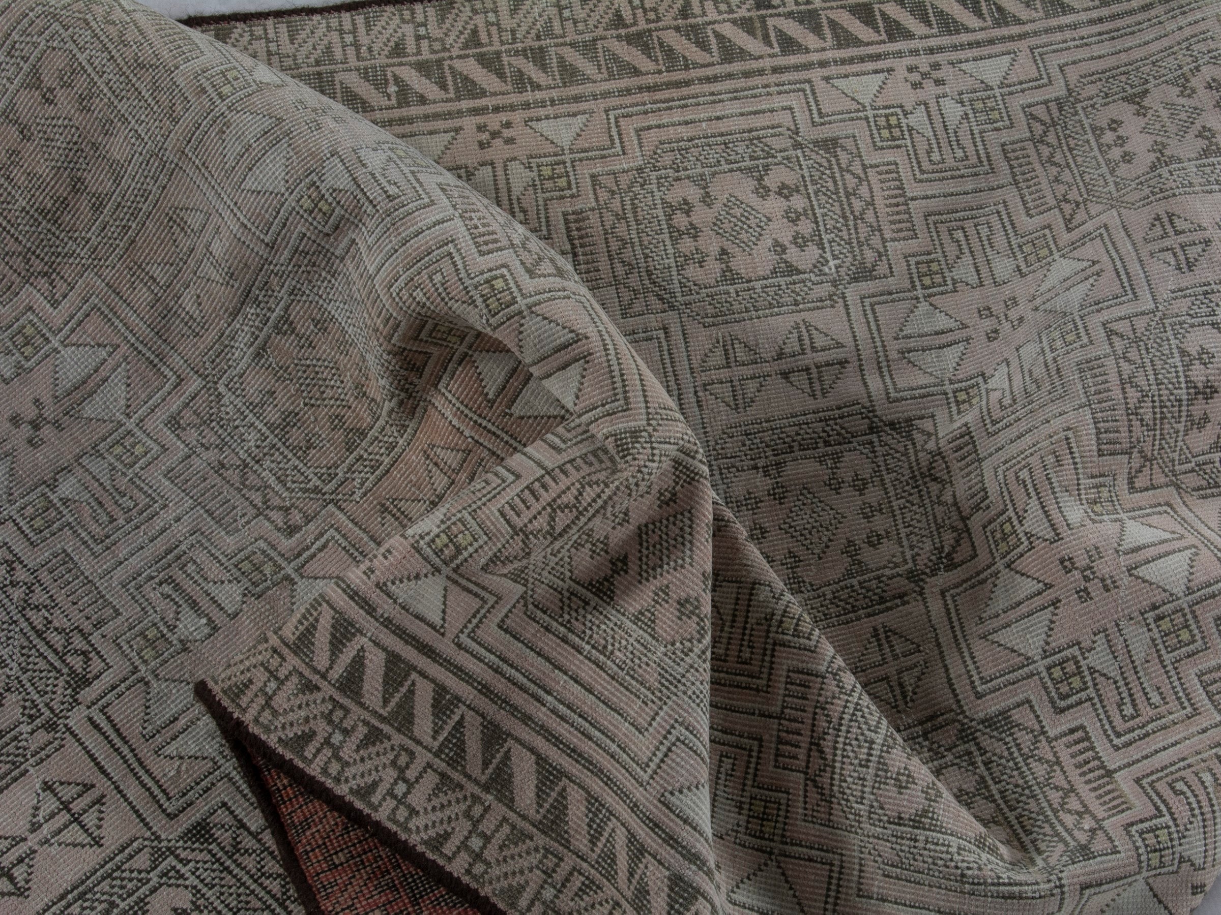 Persian Baluch runner rug in beige and greige, view 15 of 16