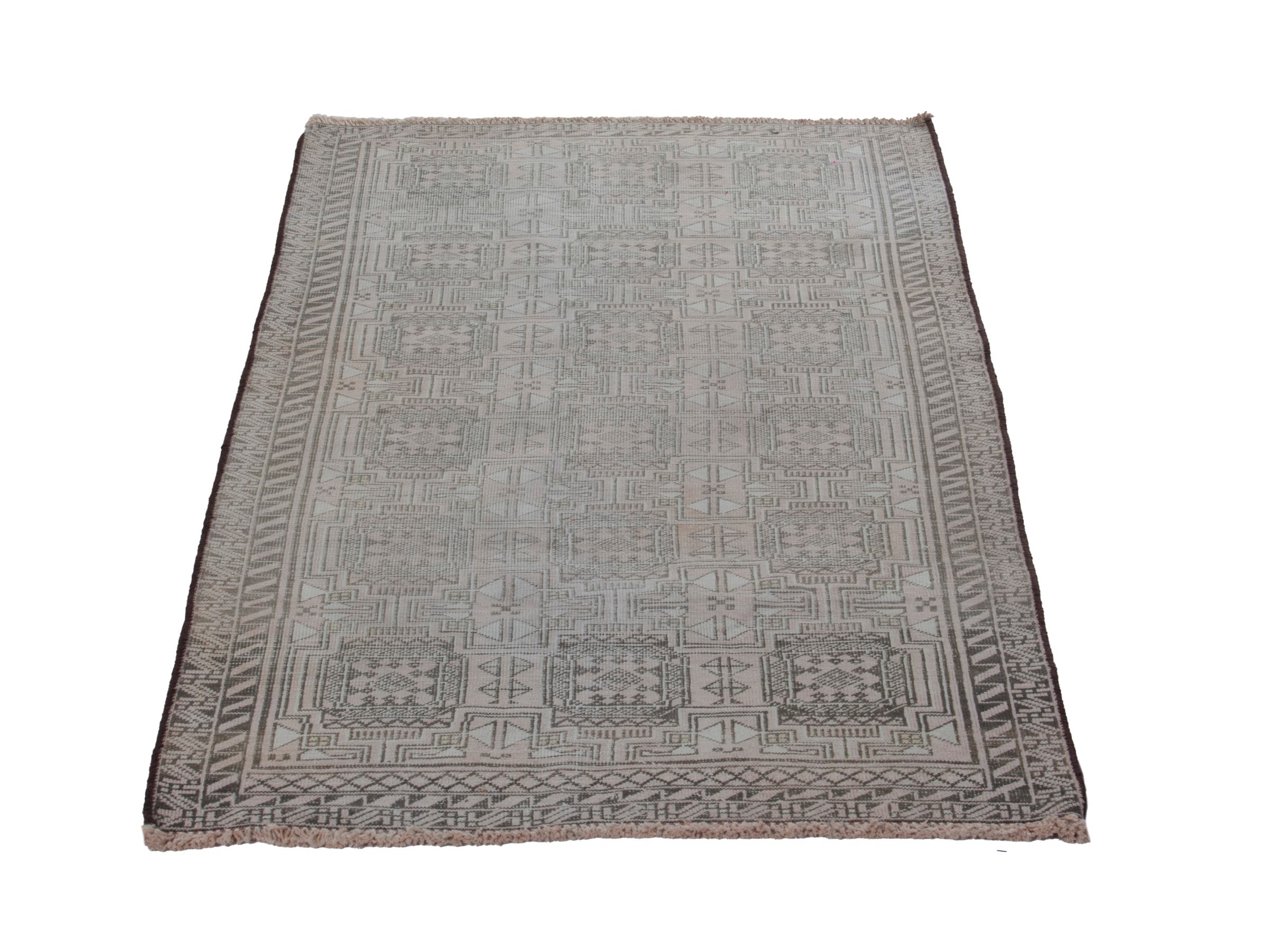 Persian Baluch runner rug in beige and greige, view 2 of 16