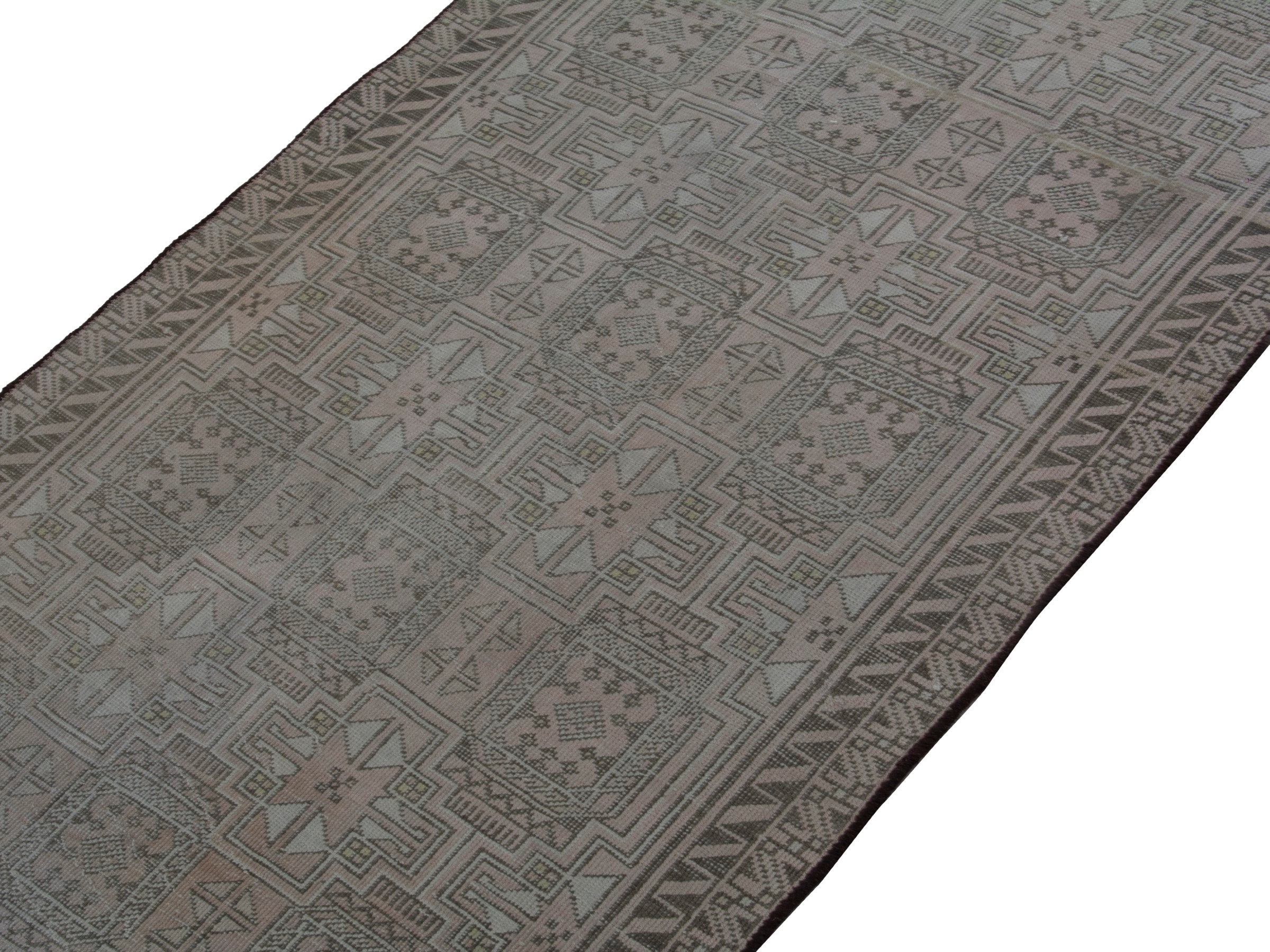 Persian Baluch runner rug in beige and greige, view 3 of 16
