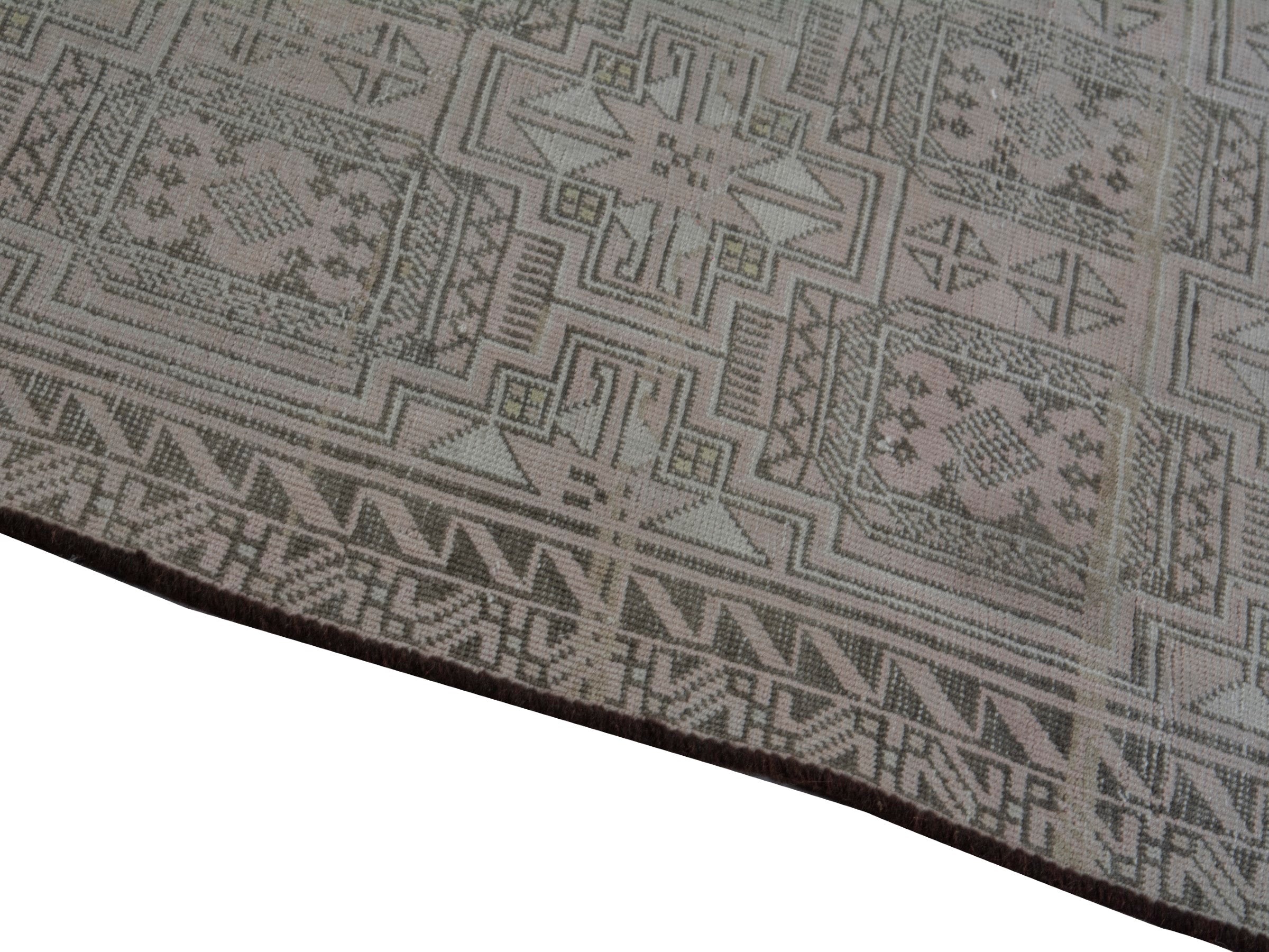 Persian Baluch runner rug in beige and greige, view 7 of 16