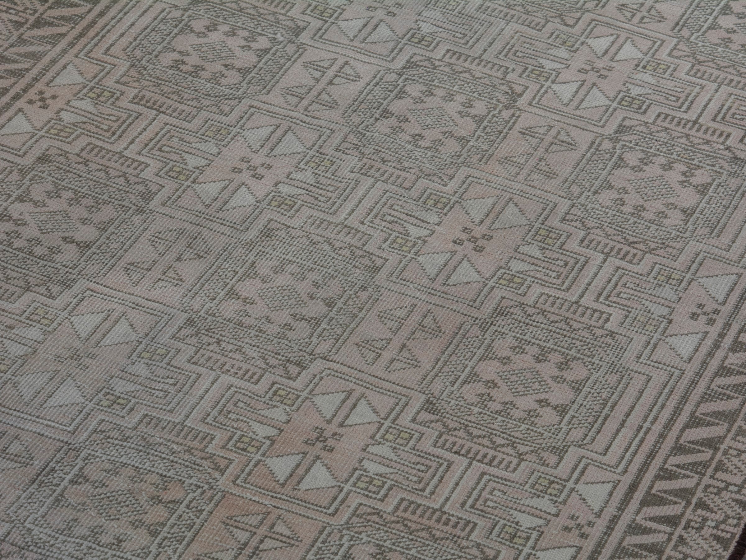 Persian Baluch runner rug in beige and greige, view 8 of 16