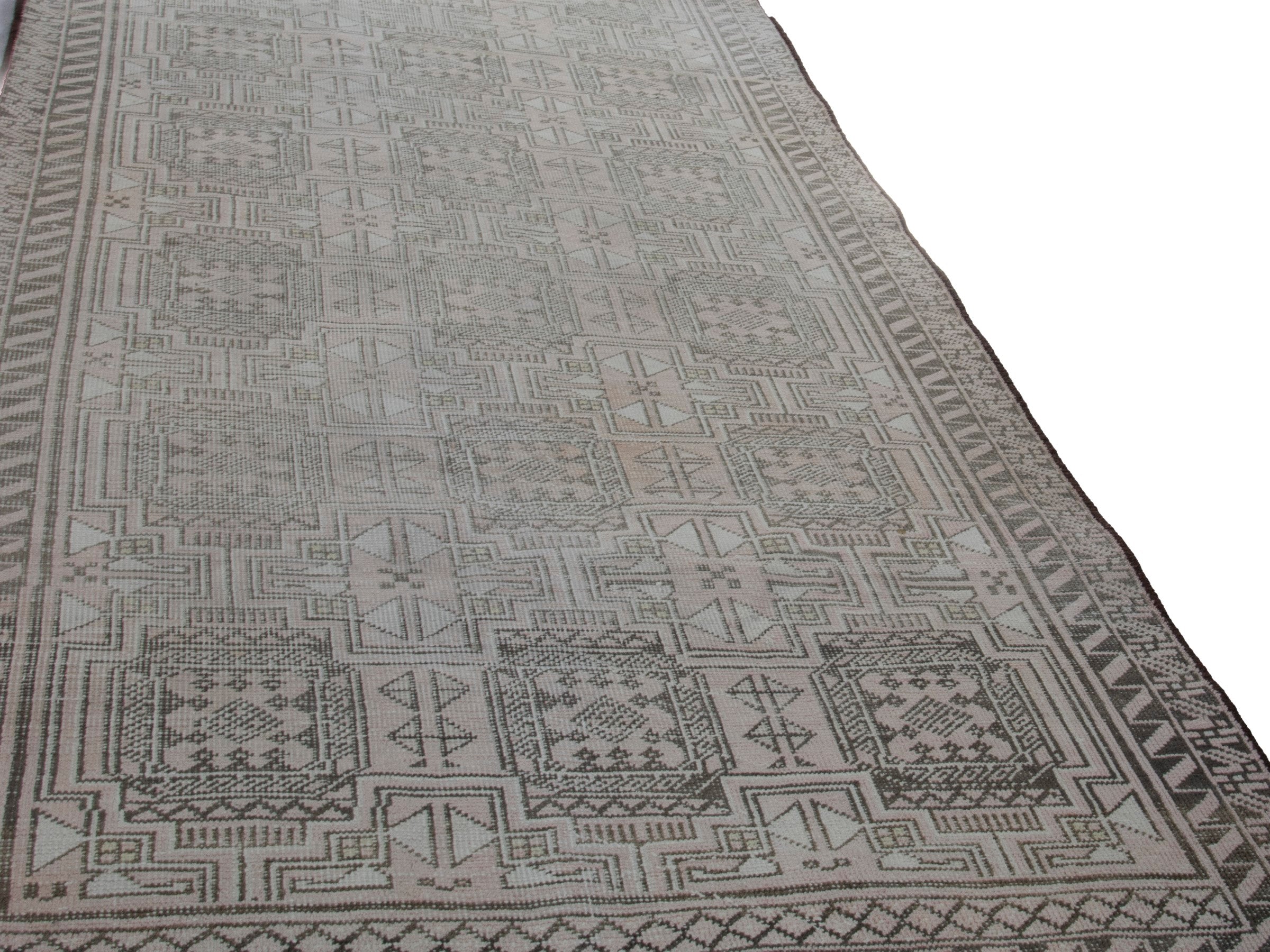 Persian Baluch runner rug in beige and greige, view 9 of 16