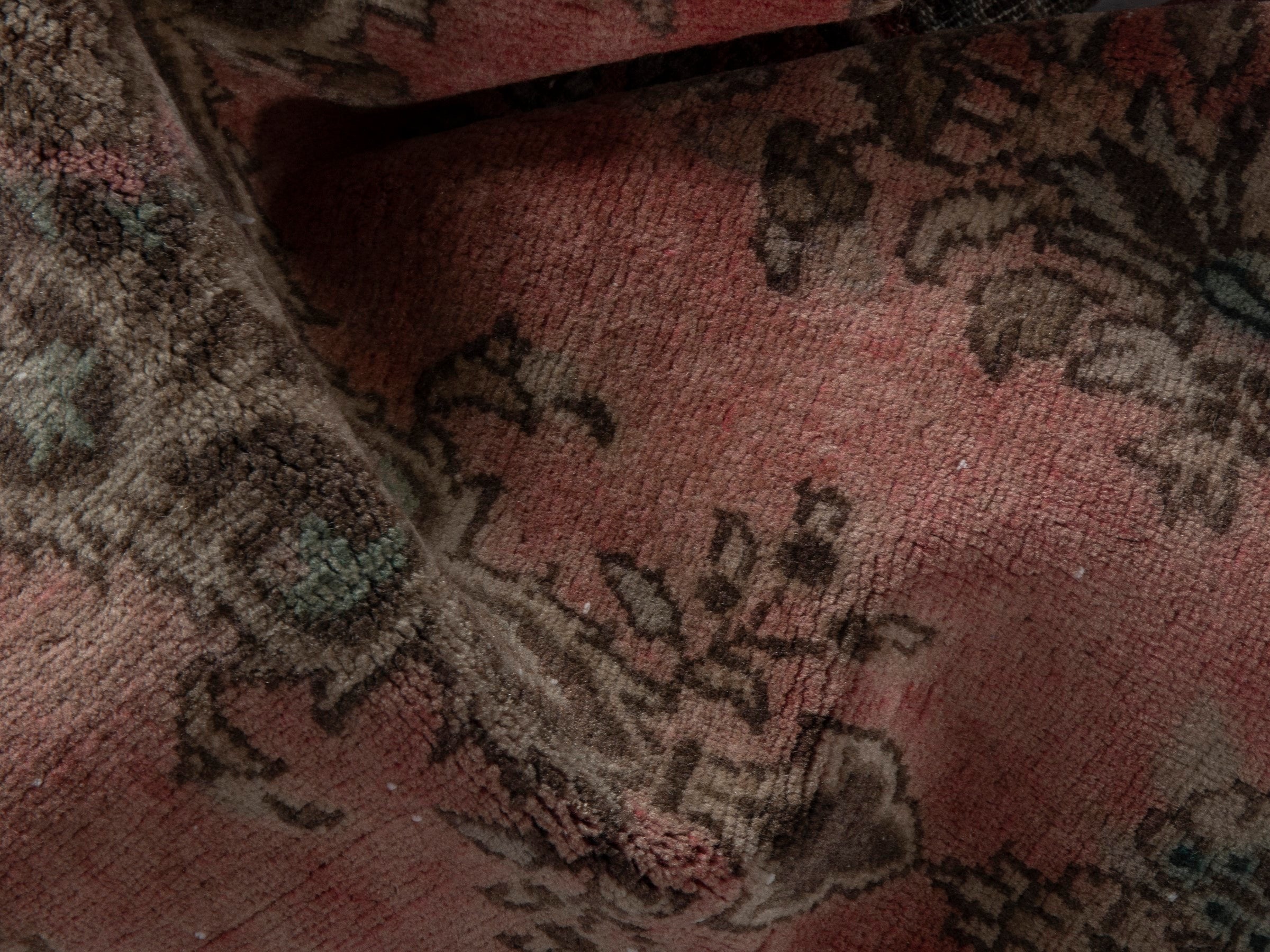 Persian Hamedan runner rug in faded red and sage, view 15 of 18