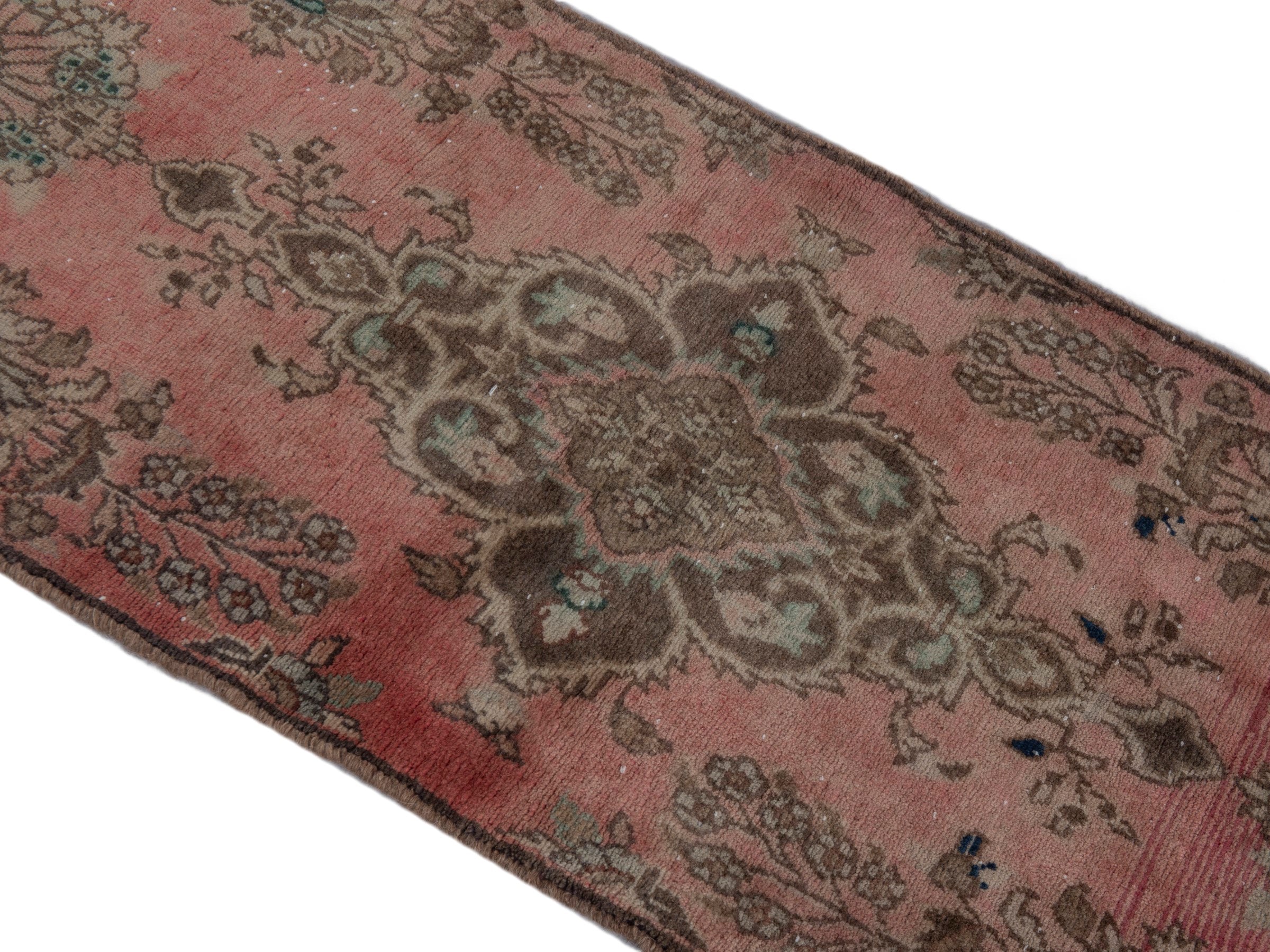 Persian Hamedan runner rug in faded red and sage, view 3 of 18