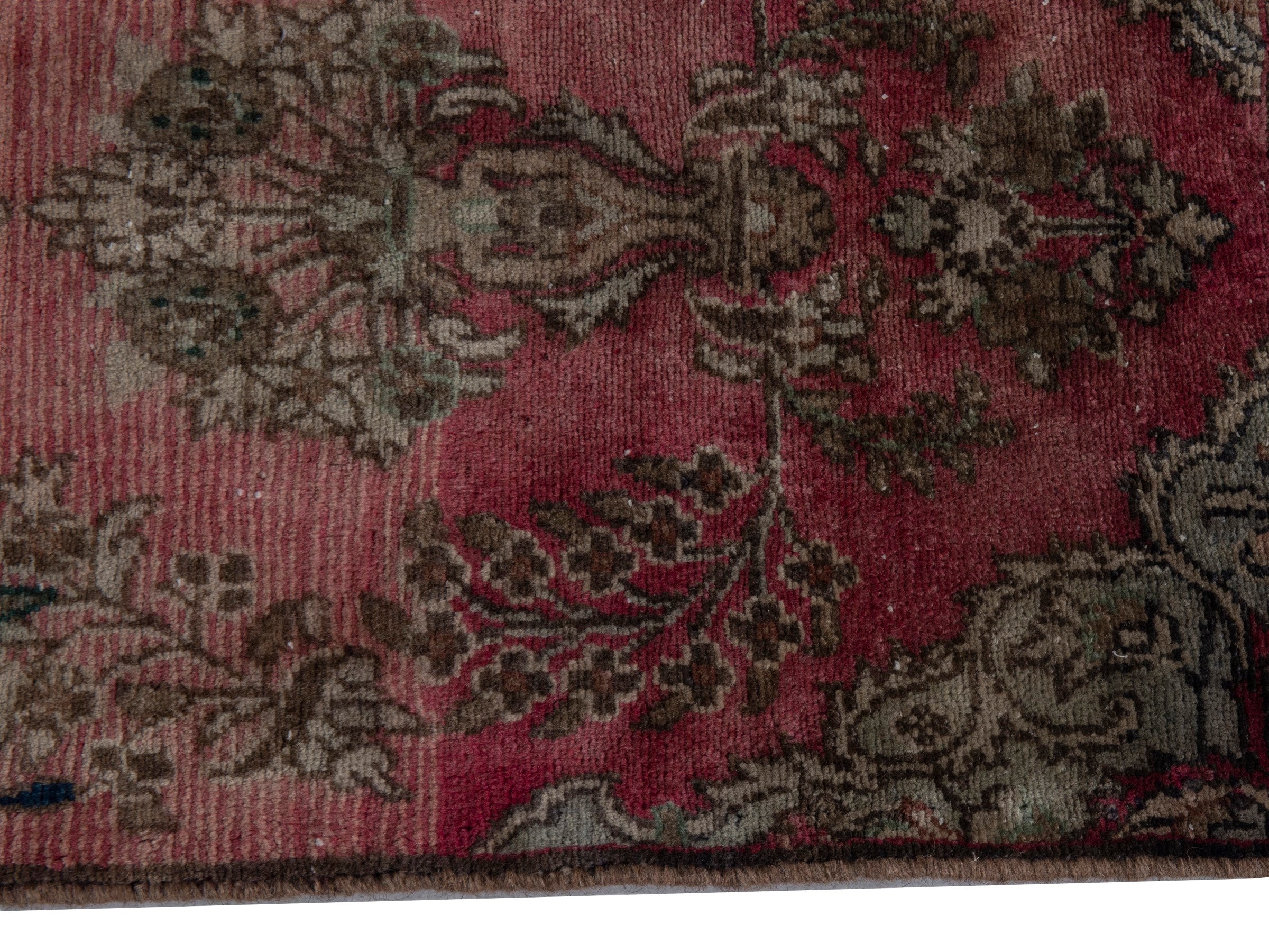 Persian Hamedan runner rug in faded red and sage, view 4 of 18