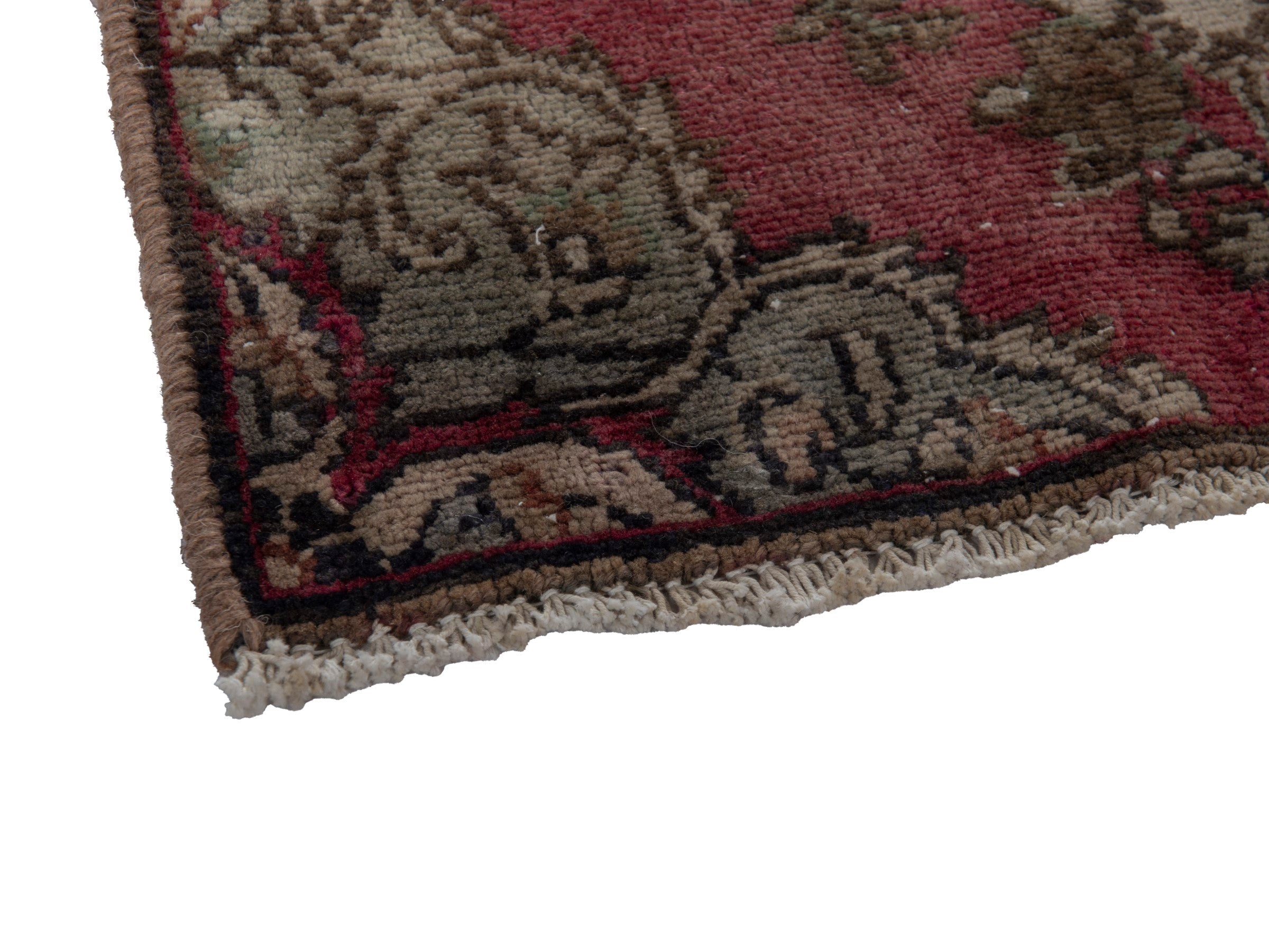 Persian Hamedan runner rug in faded red and sage, view 5 of 18