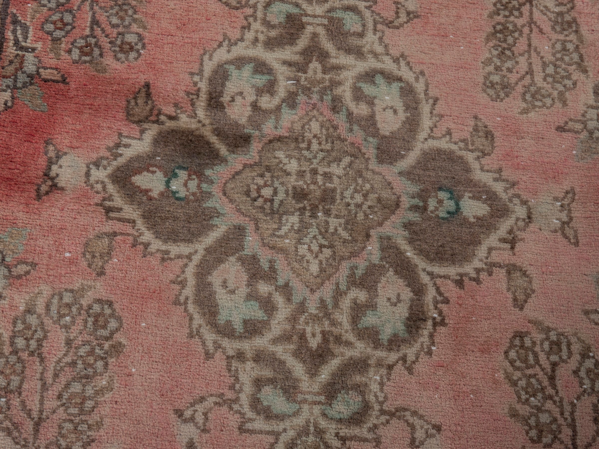 Persian Hamedan runner rug in faded red and sage, view 6 of 18