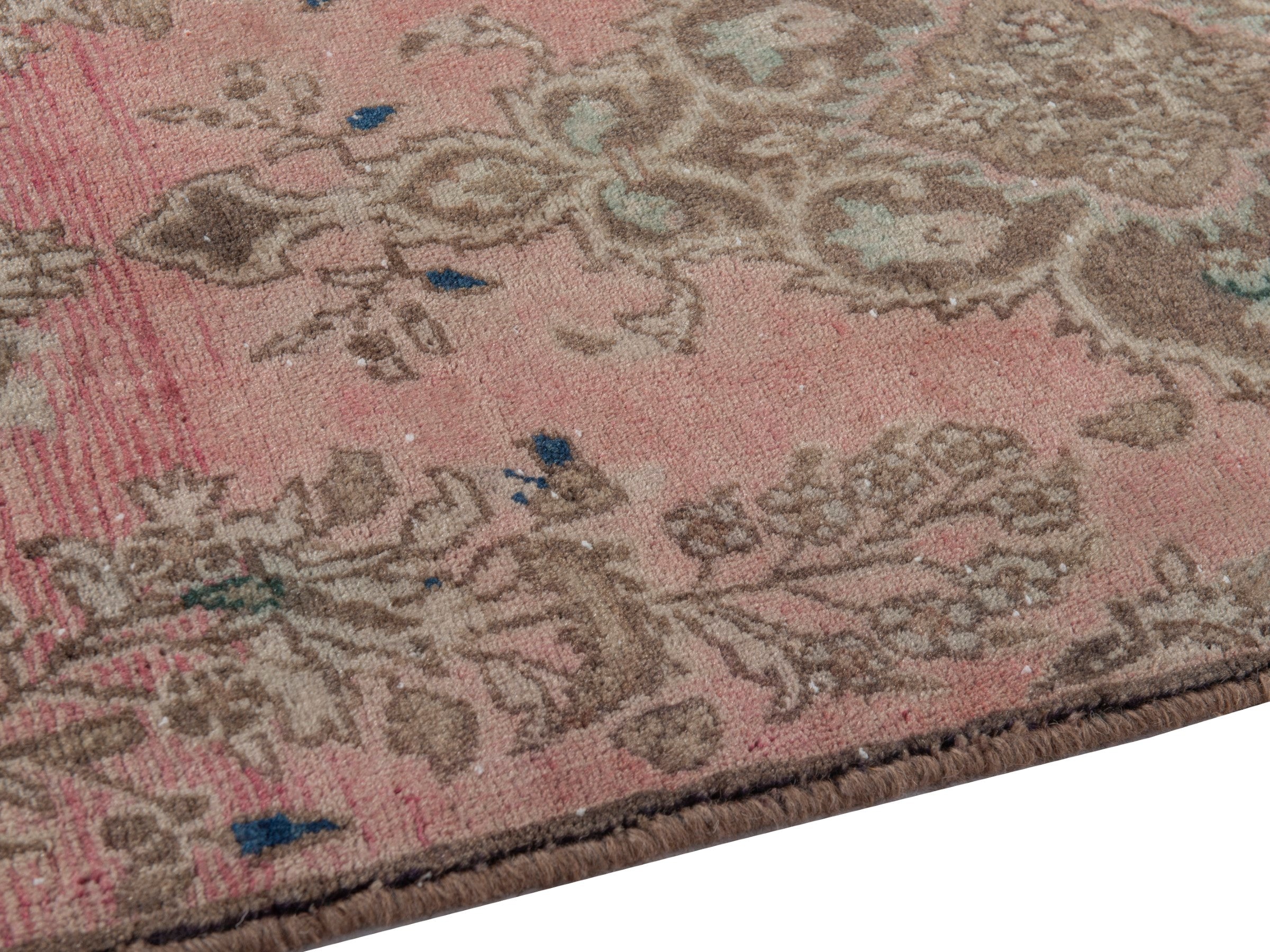 Persian Hamedan runner rug in faded red and sage, view 7 of 18