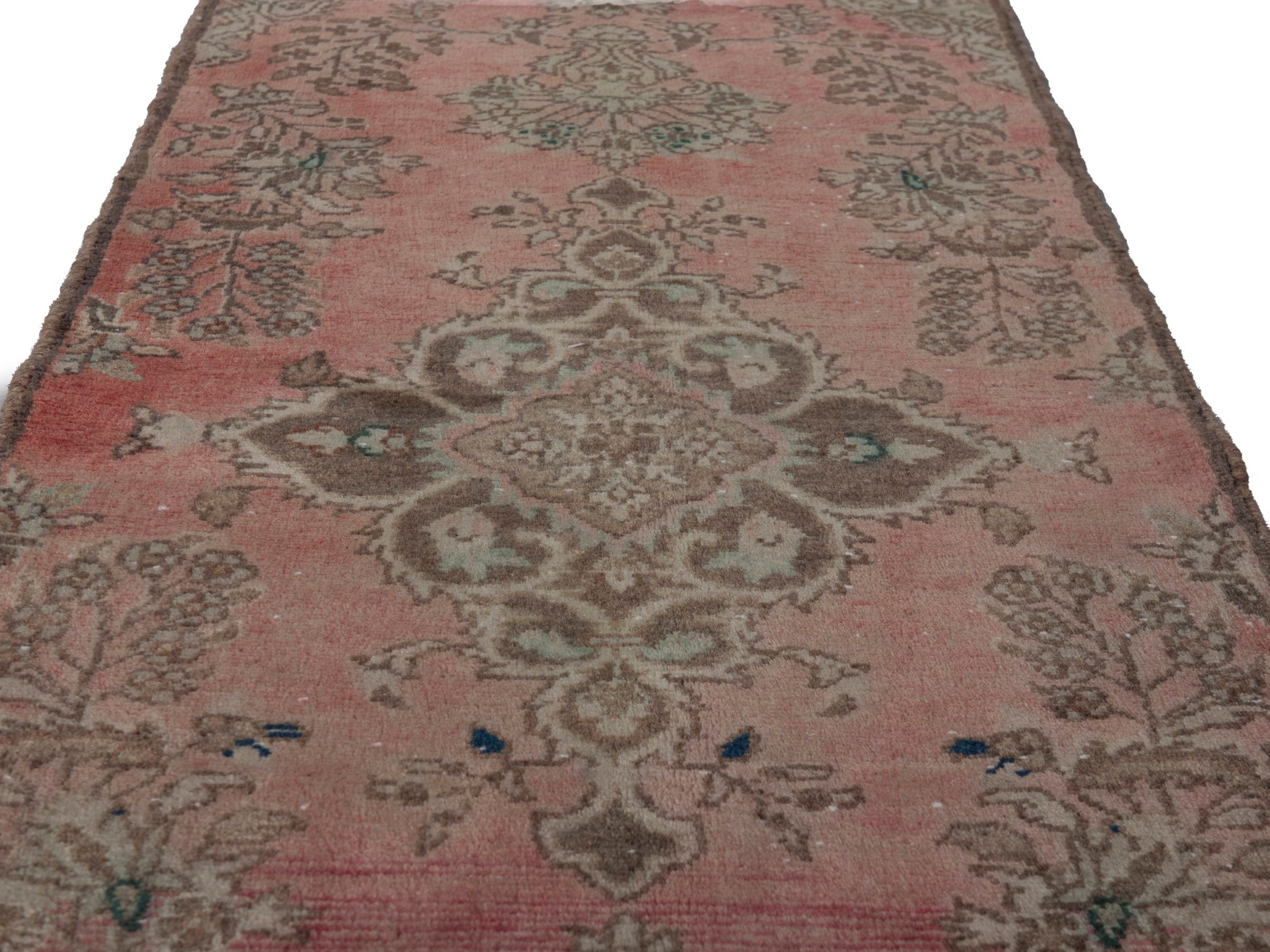 Persian Hamedan runner rug in faded red and sage, view 9 of 18