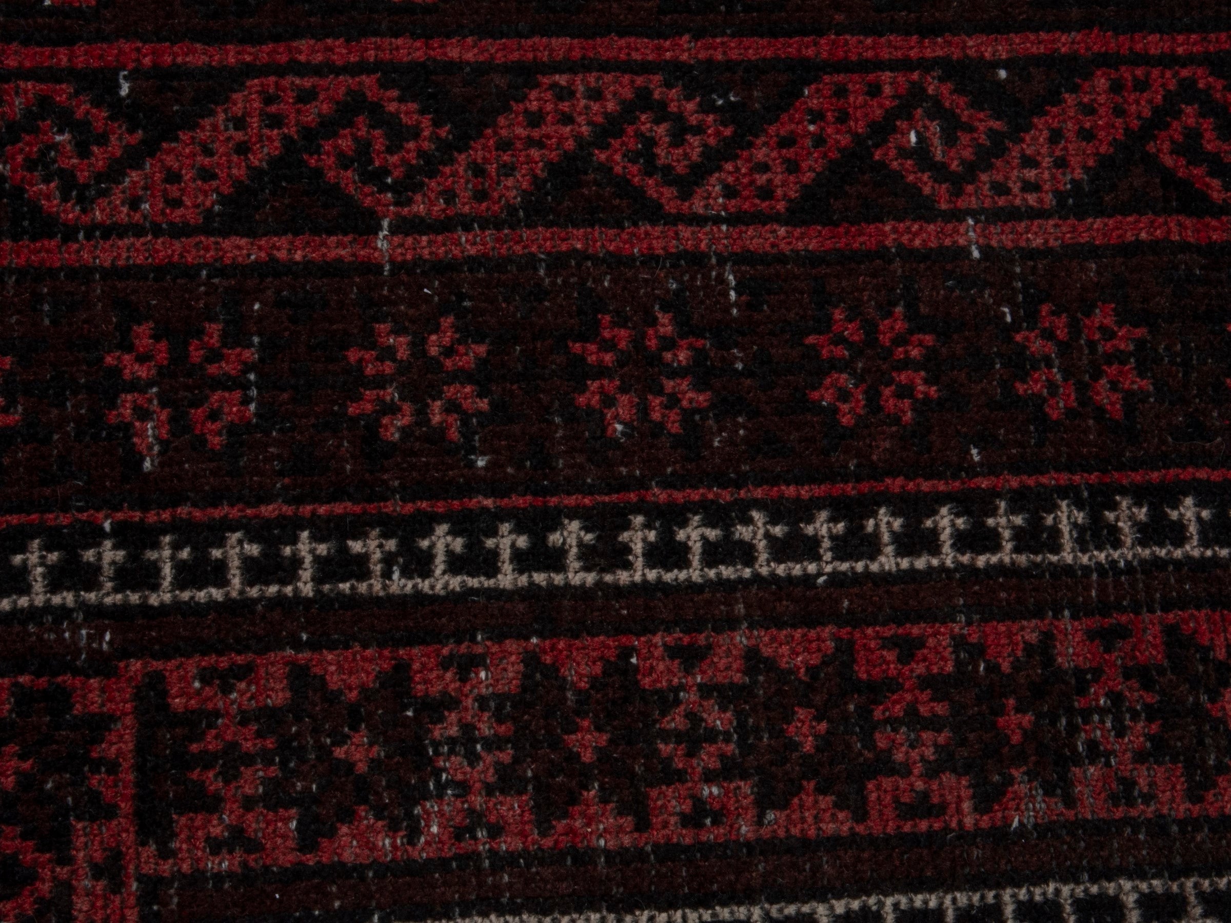 Persian Baluch runner rug in burgundy and deep red, view 11 of 16