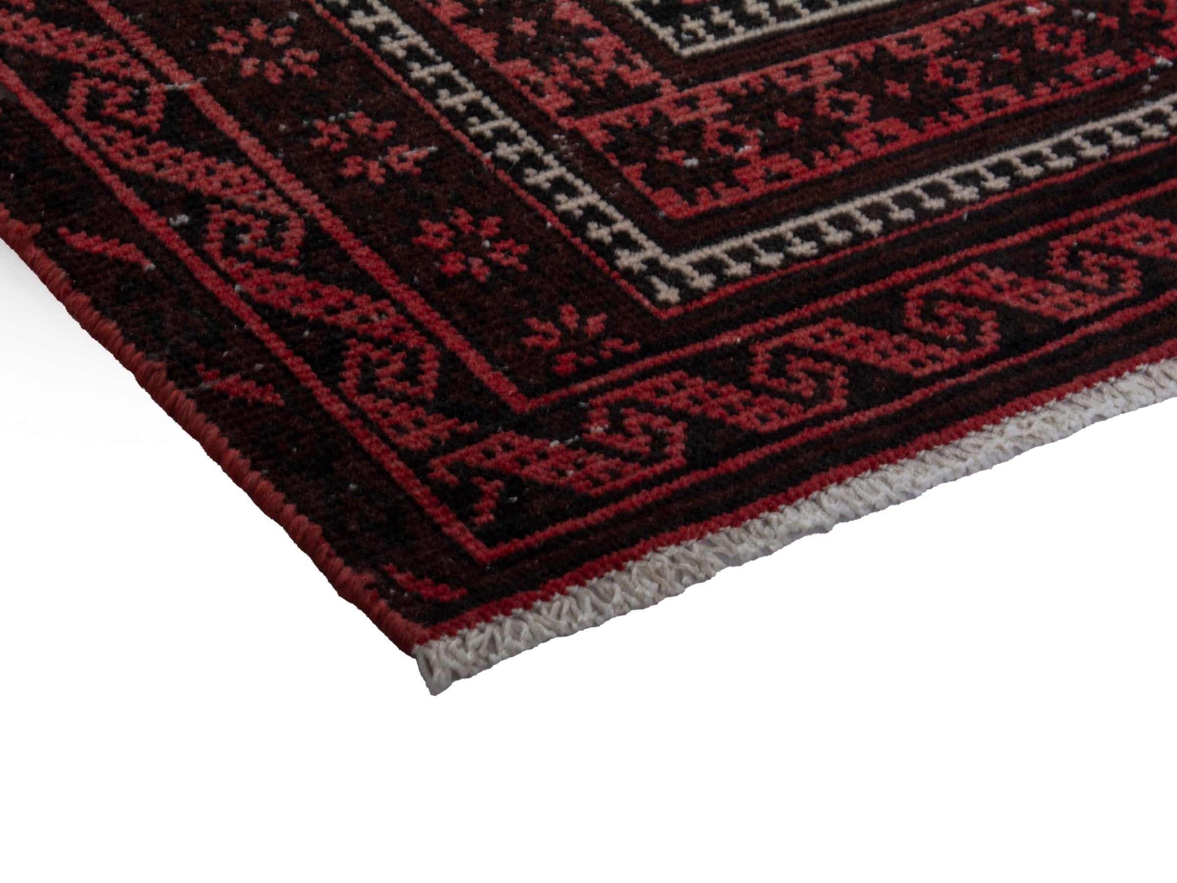 Persian Baluch runner rug in burgundy and deep red, view 5 of 16