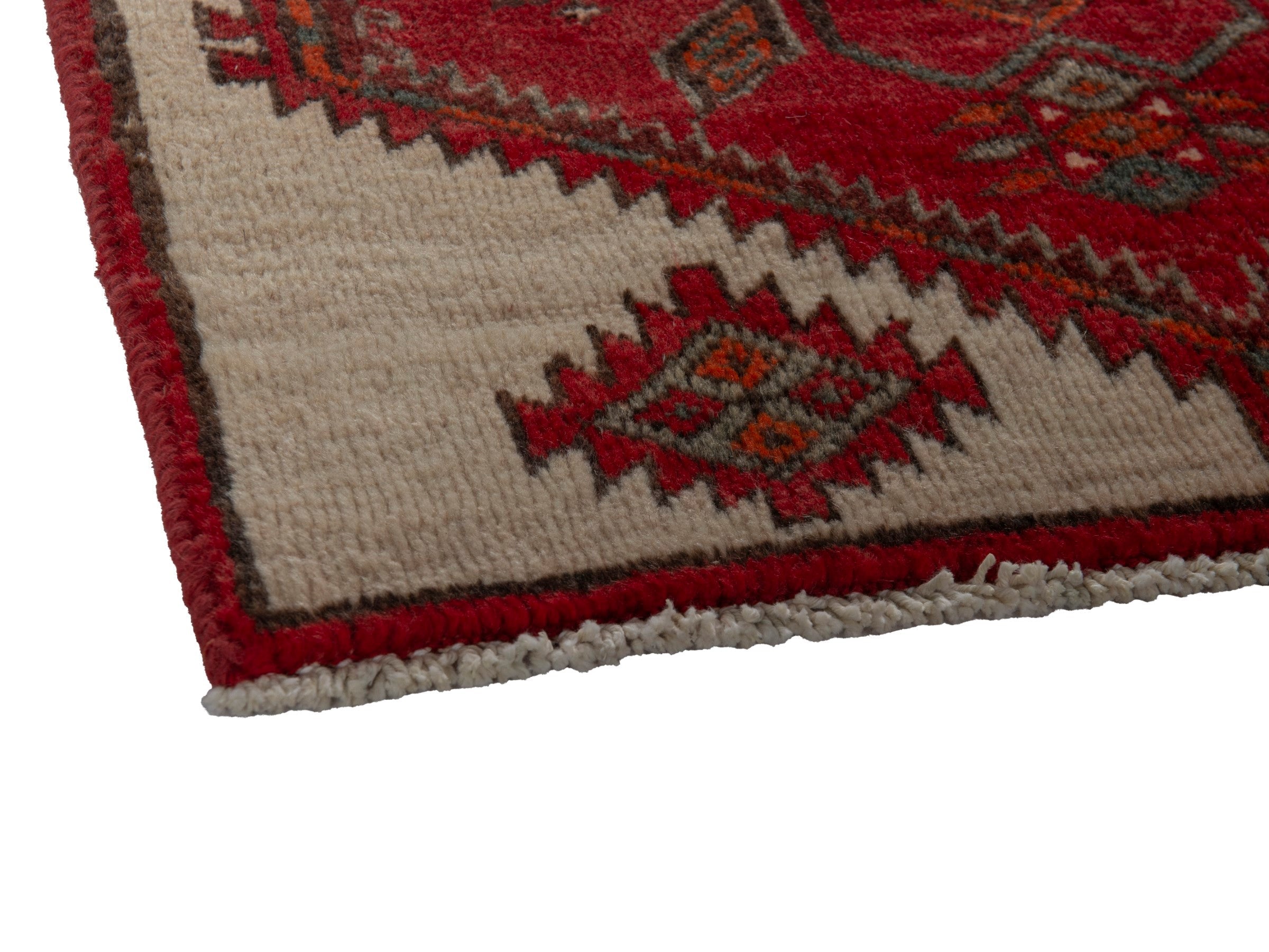 Persian Ardabil accent rug in cream and deep red, view 5 of 16