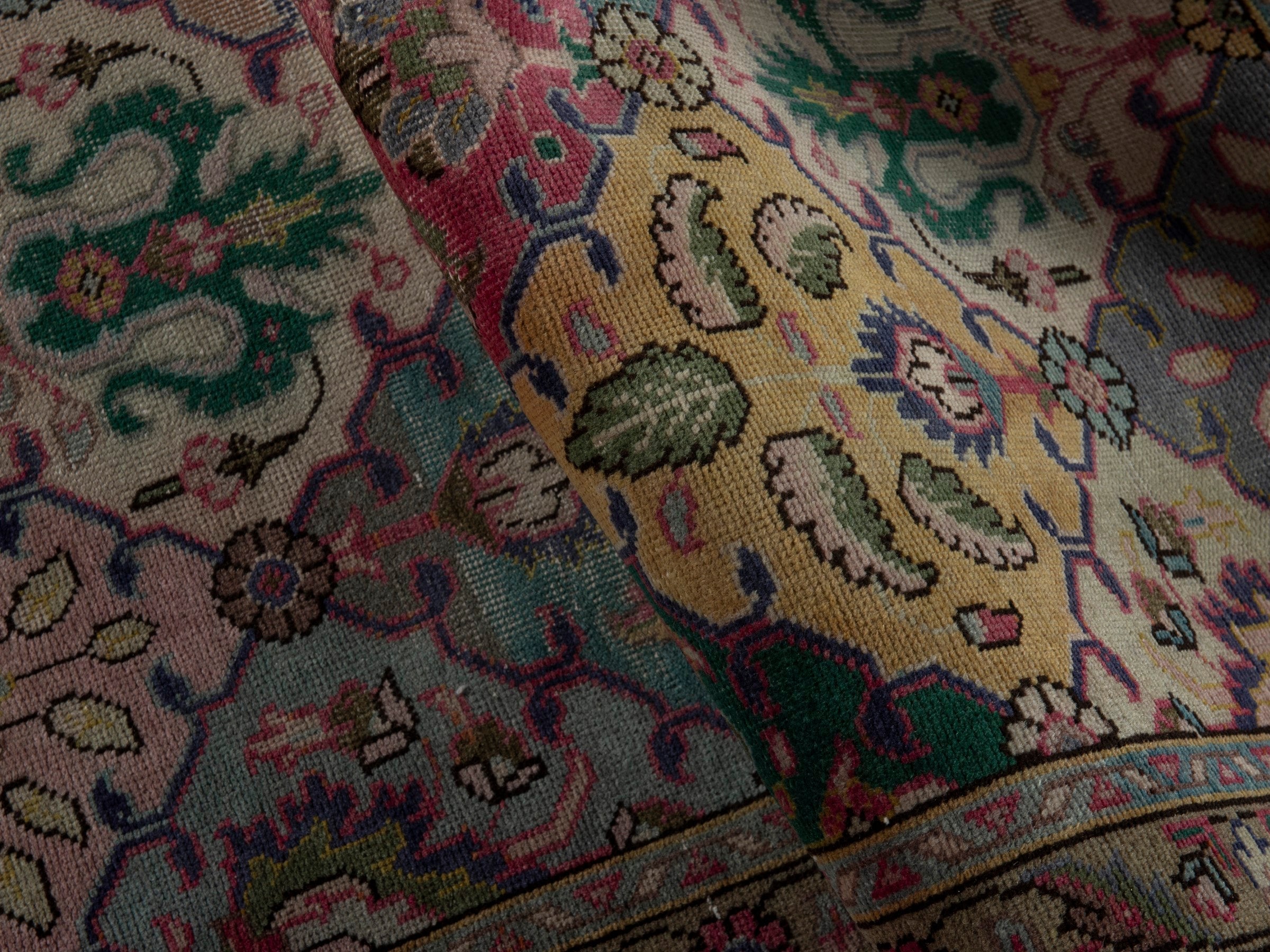 Persian Tabriz accent rug in smoke and walnut, view 14 of 16