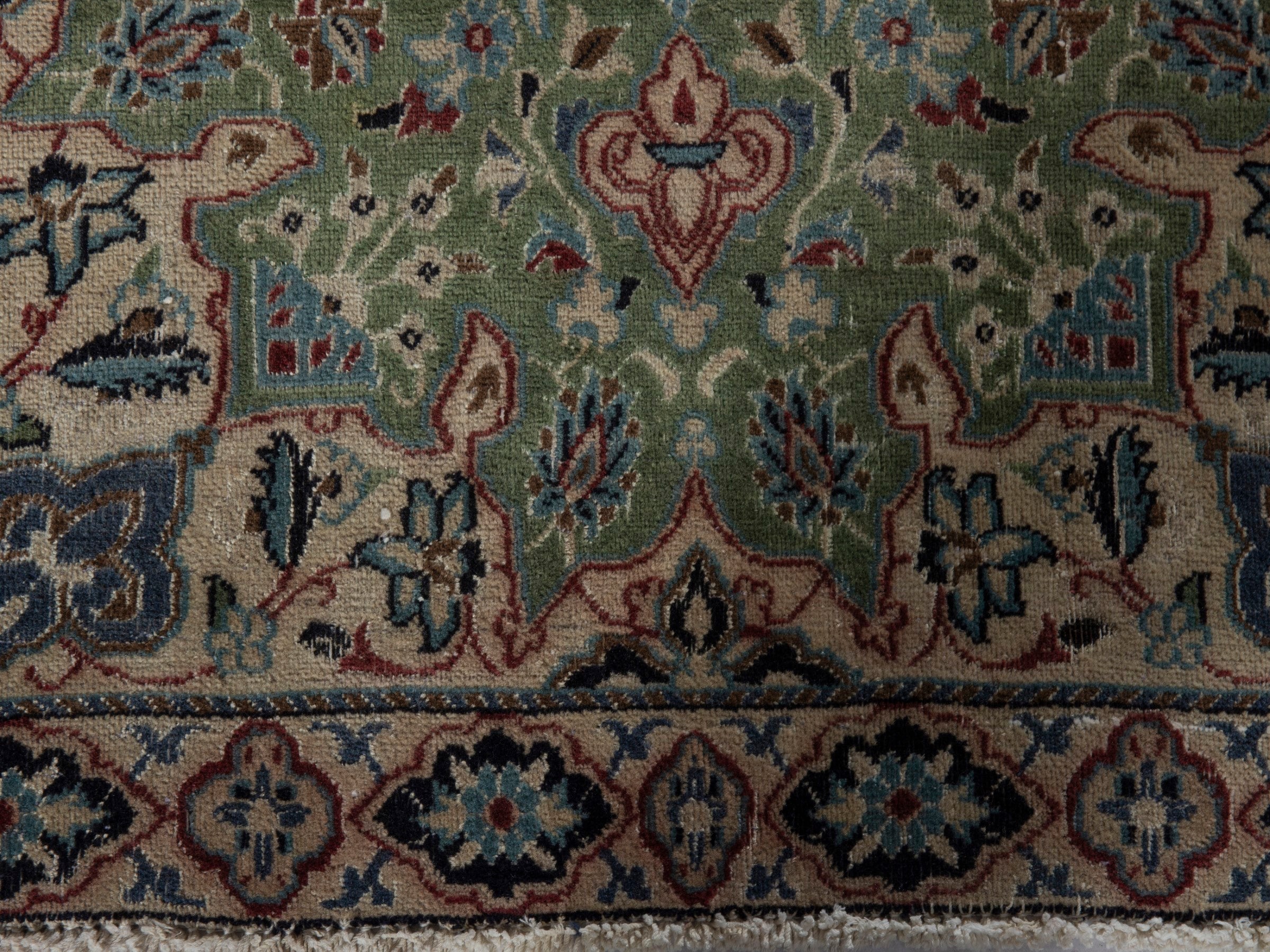 Persian Nain accent rug in sage and cream, view 11 of 16