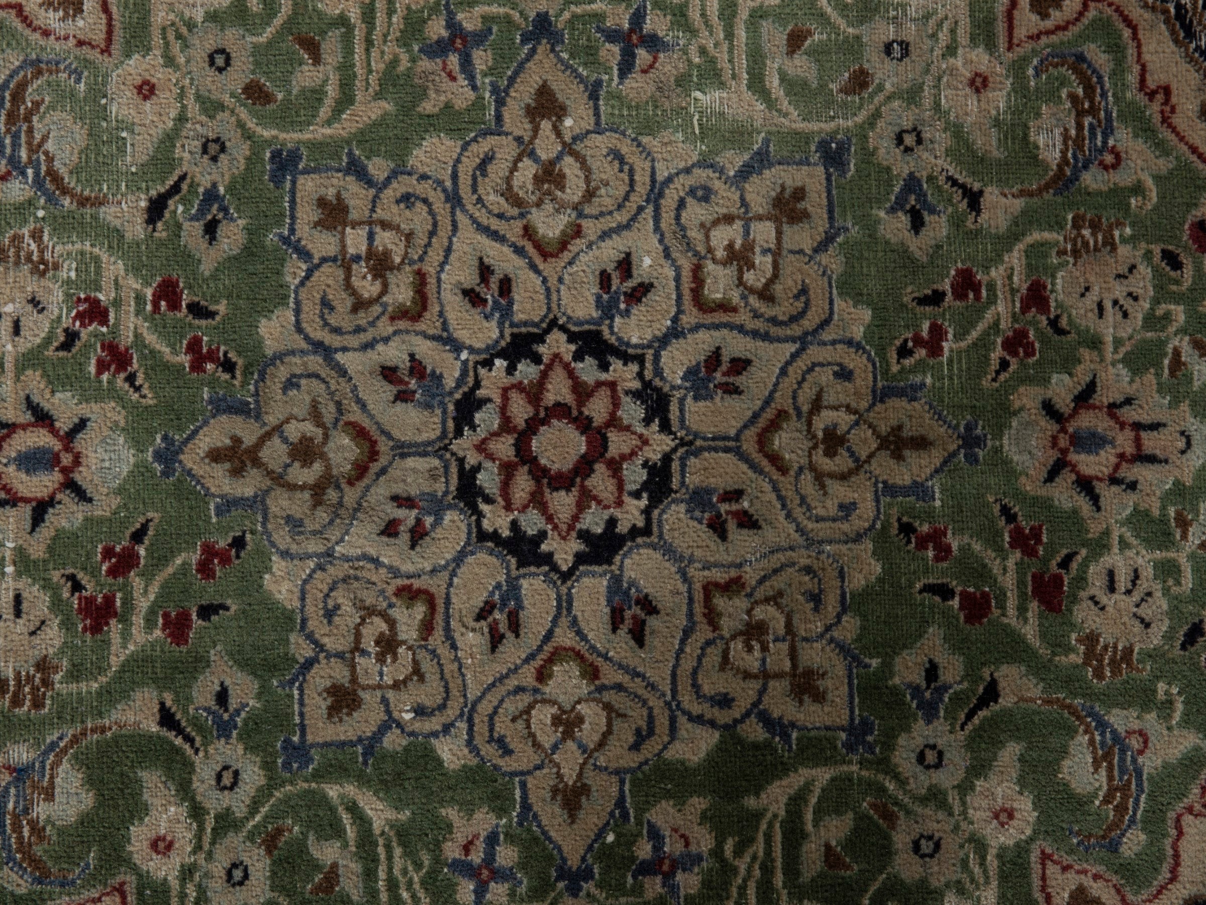 Persian Nain accent rug in sage and cream, view 12 of 16