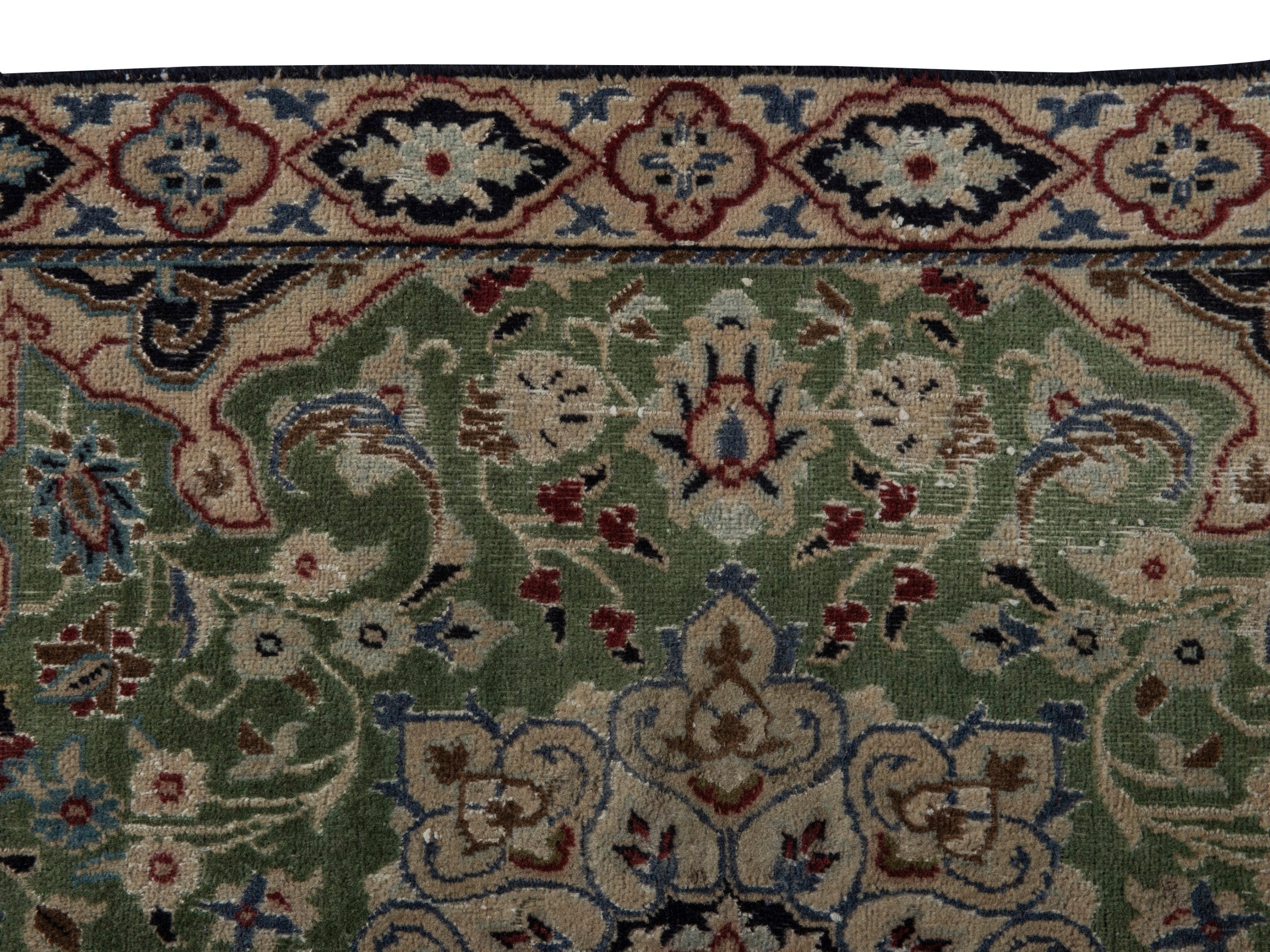 Persian Nain accent rug in sage and cream, view 9 of 16