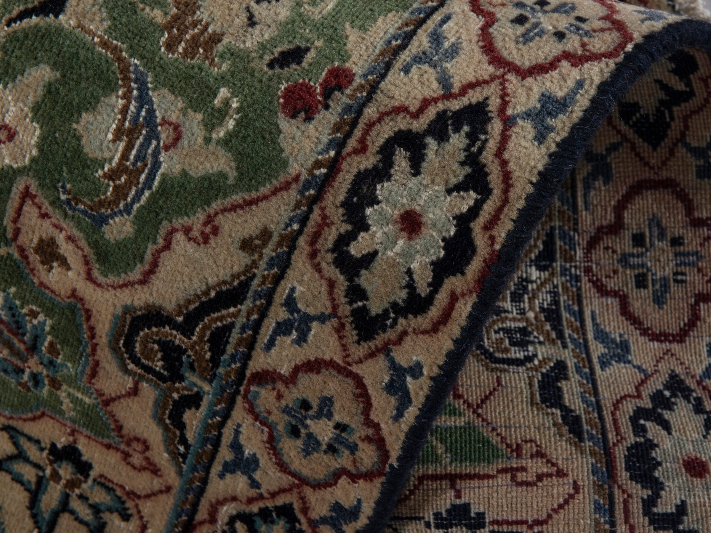Persian Nain accent rug in sage and cream, view 13 of 16