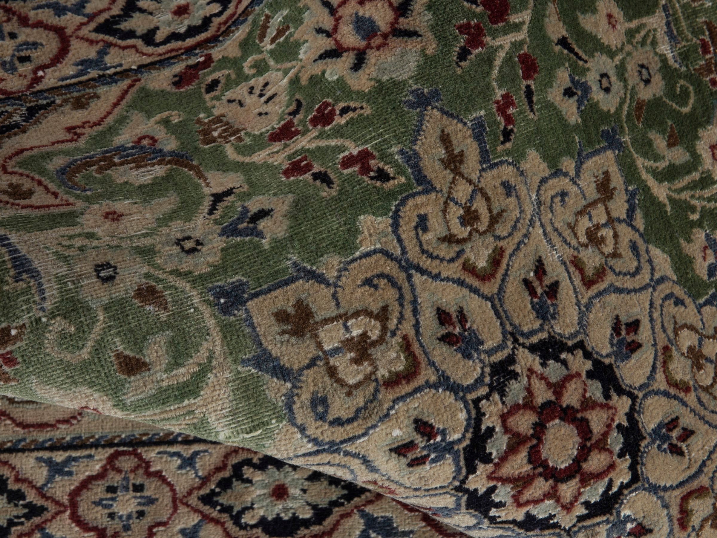 Persian Nain accent rug in sage and cream, view 14 of 16