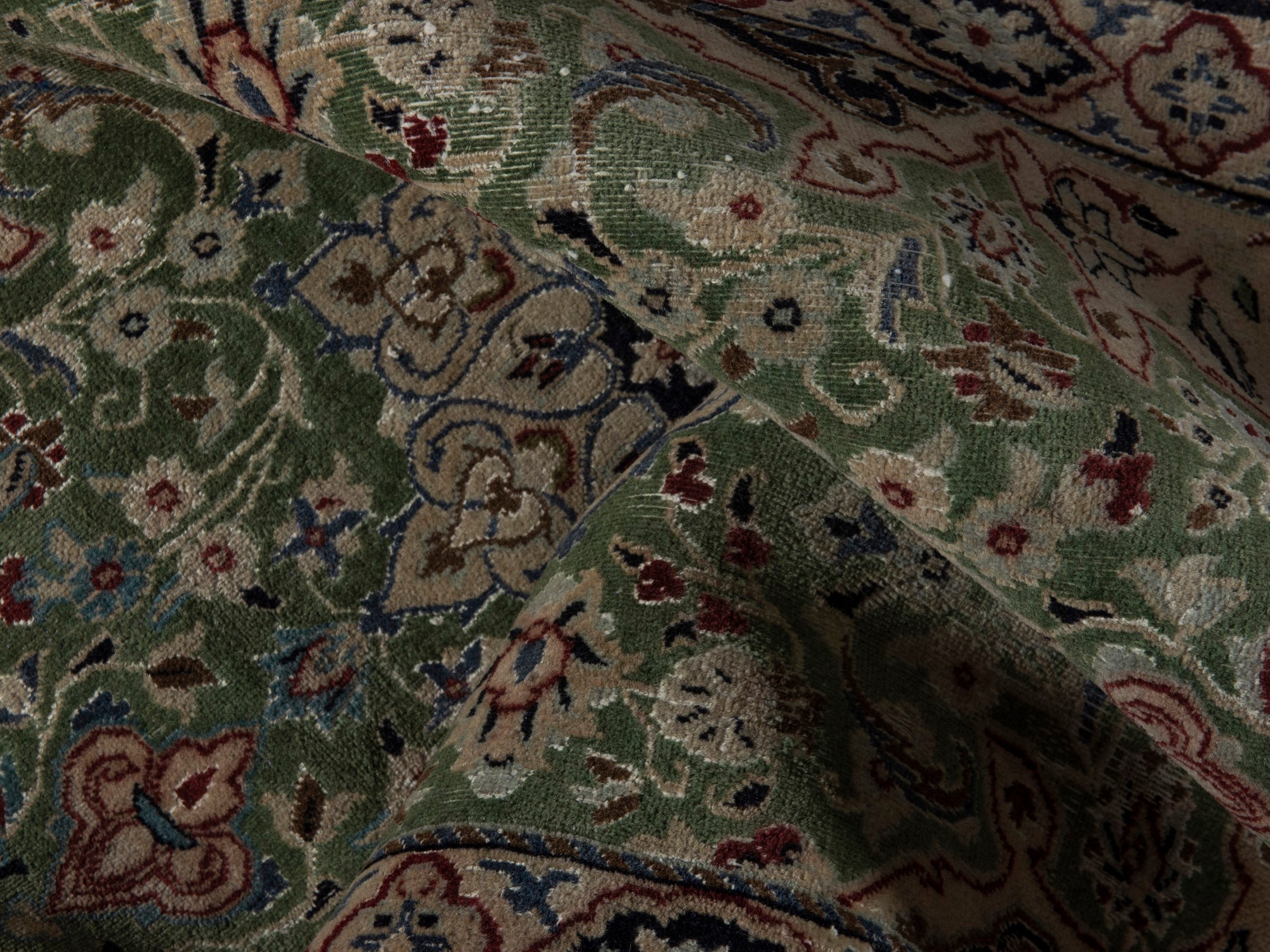 Persian Nain accent rug in sage and cream, view 15 of 16
