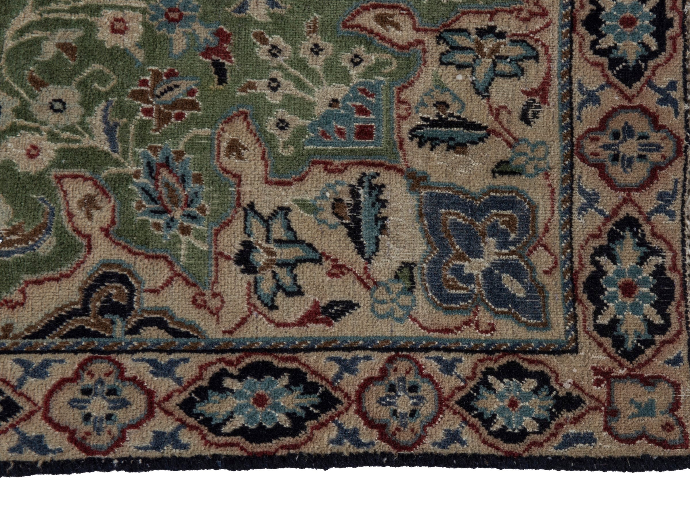 Persian Nain accent rug in sage and cream, view 4 of 16