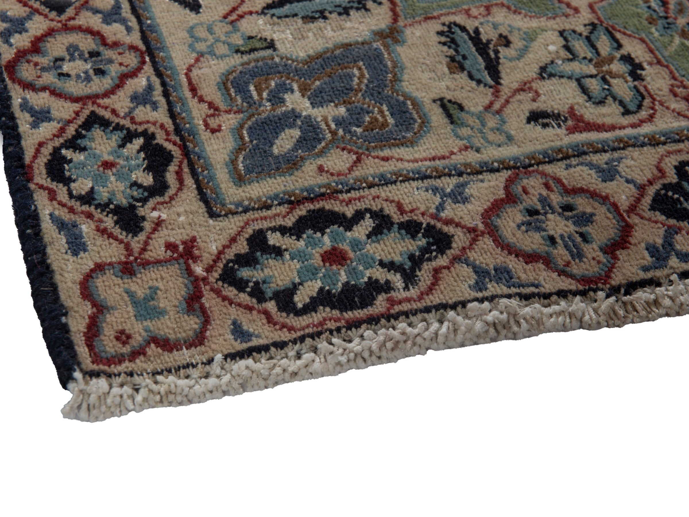 Persian Nain accent rug in sage and cream, view 5 of 16