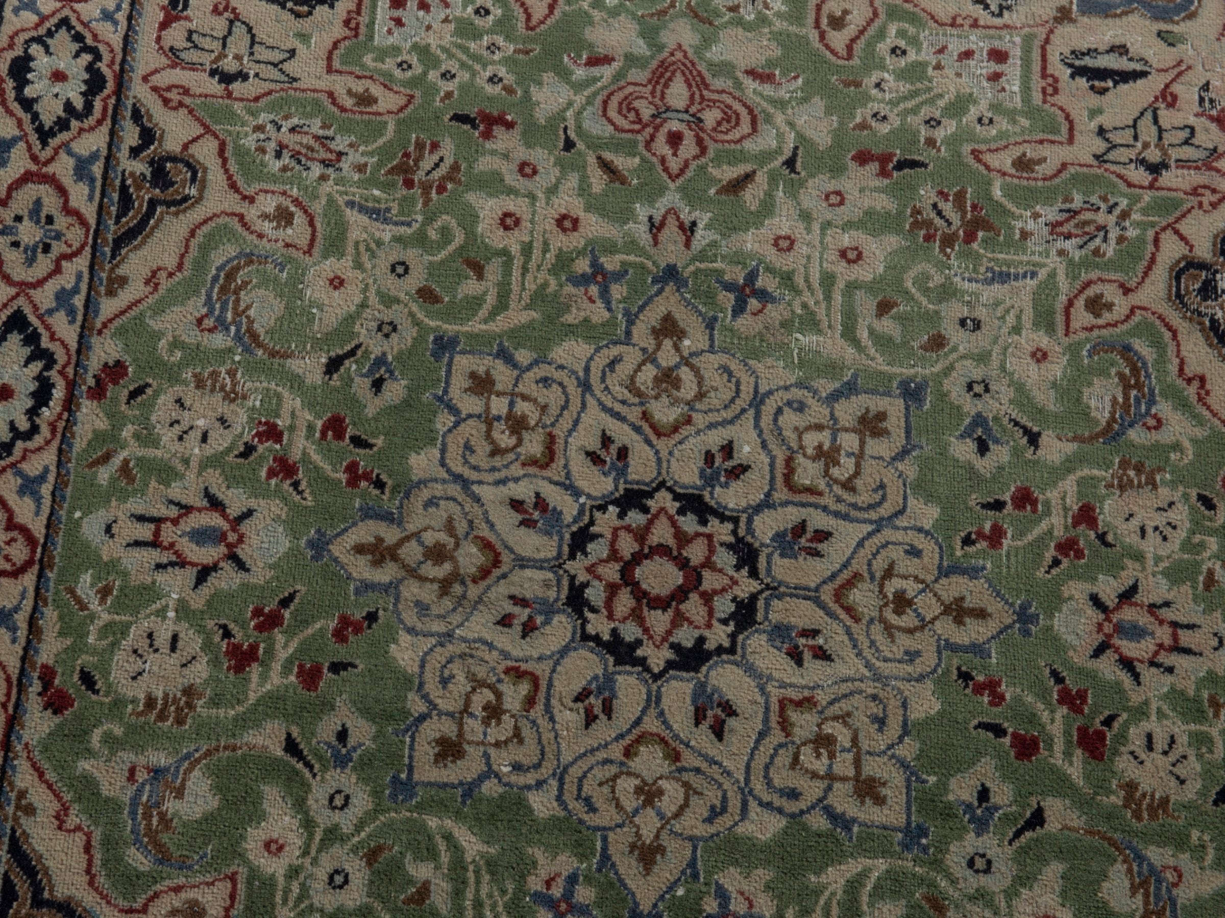 Persian Nain accent rug in sage and cream, view 6 of 16