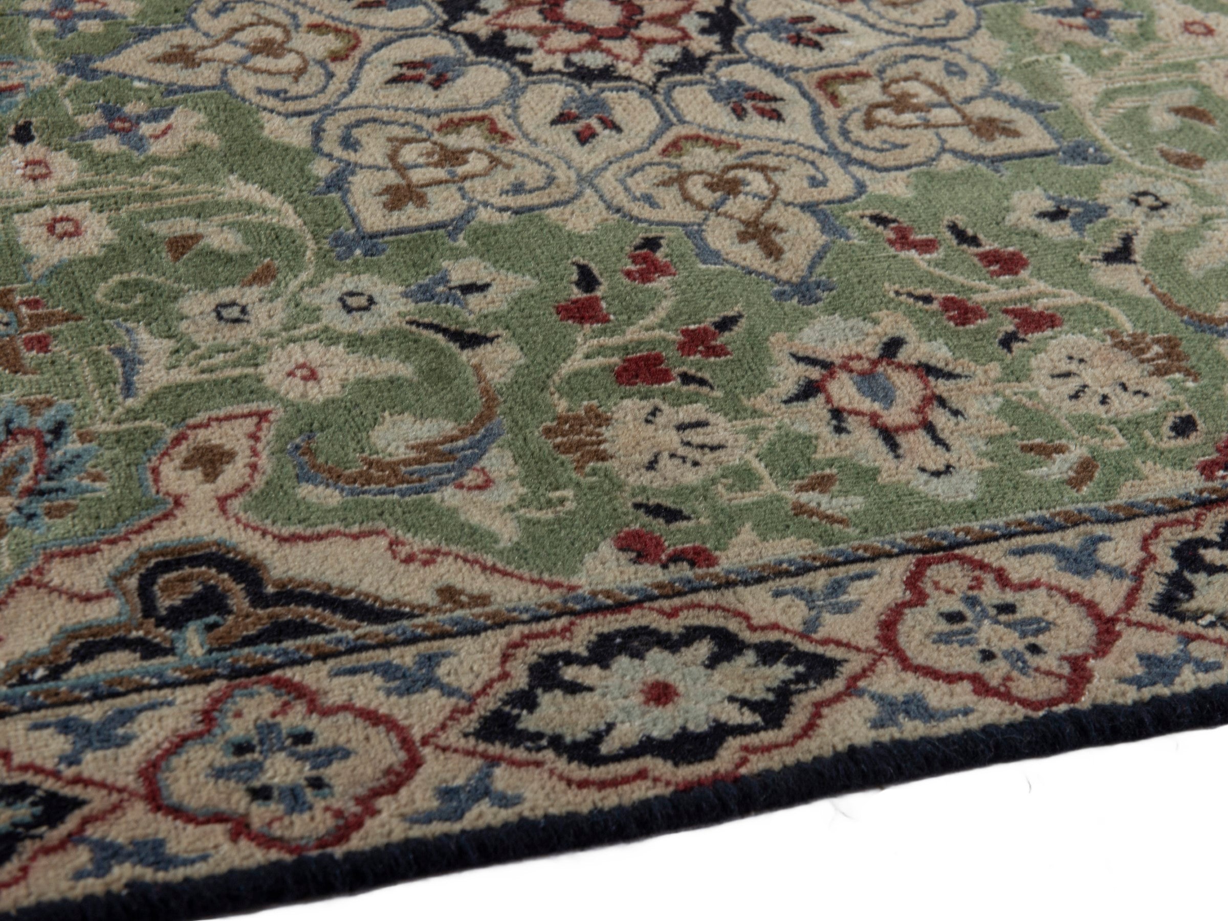 Persian Nain accent rug in sage and cream, view 7 of 16