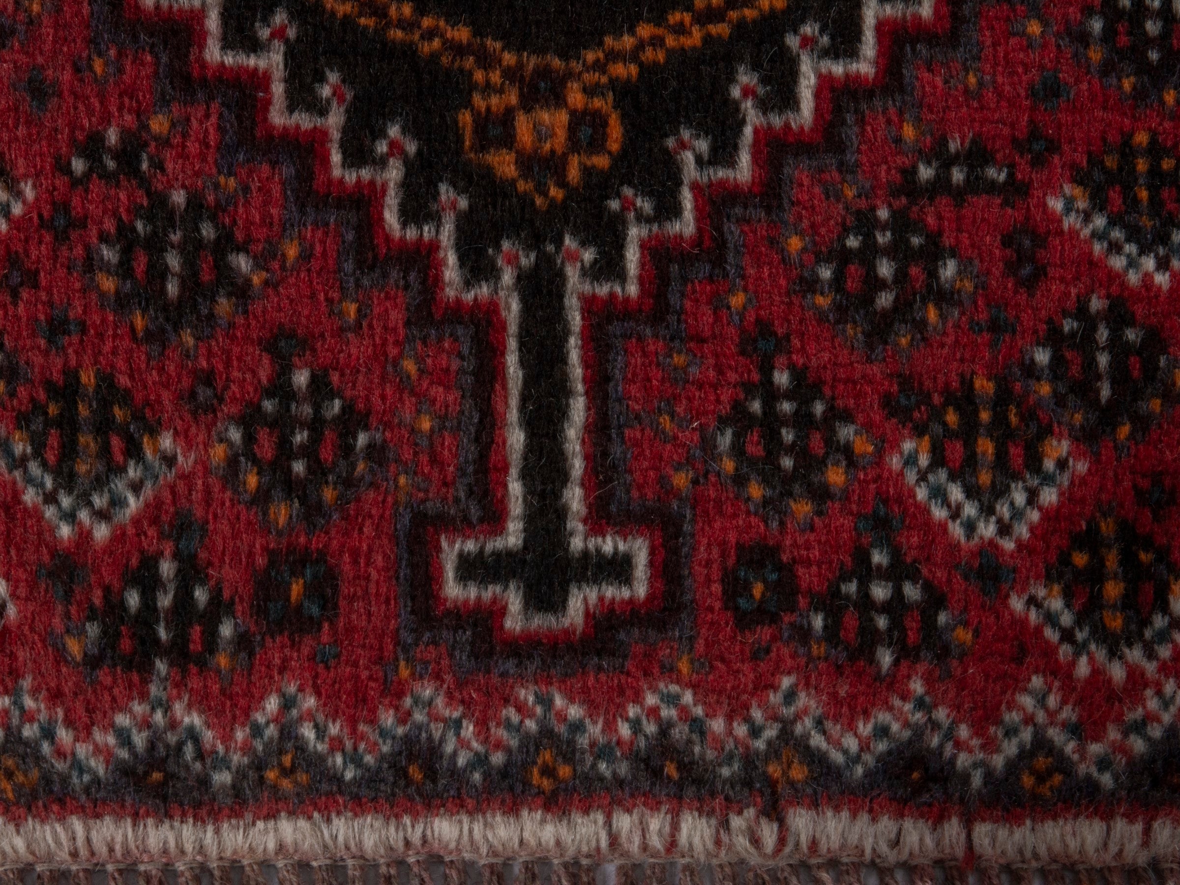 Persian Shiraz accent rug in burgundy and deep red, view 10 of 16
