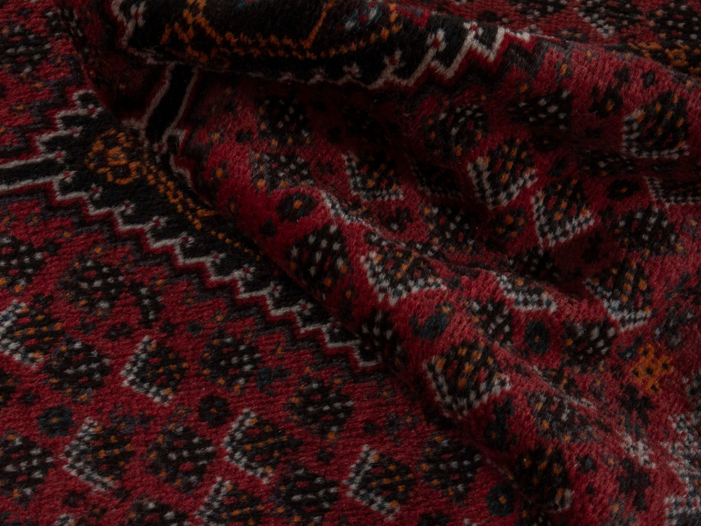 Persian Shiraz accent rug in burgundy and deep red, view 13 of 16