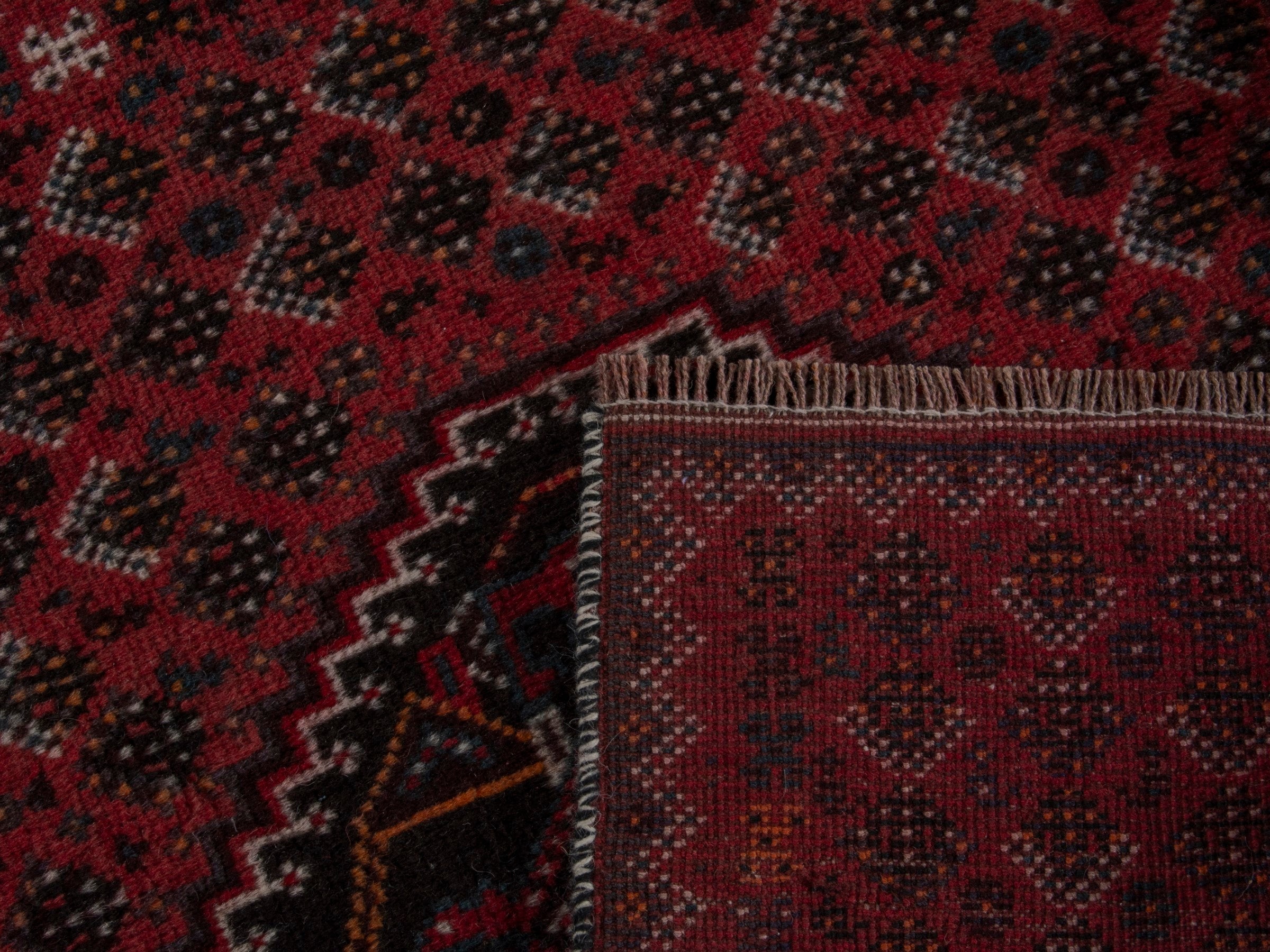 Persian Shiraz accent rug in burgundy and deep red, view 16 of 16